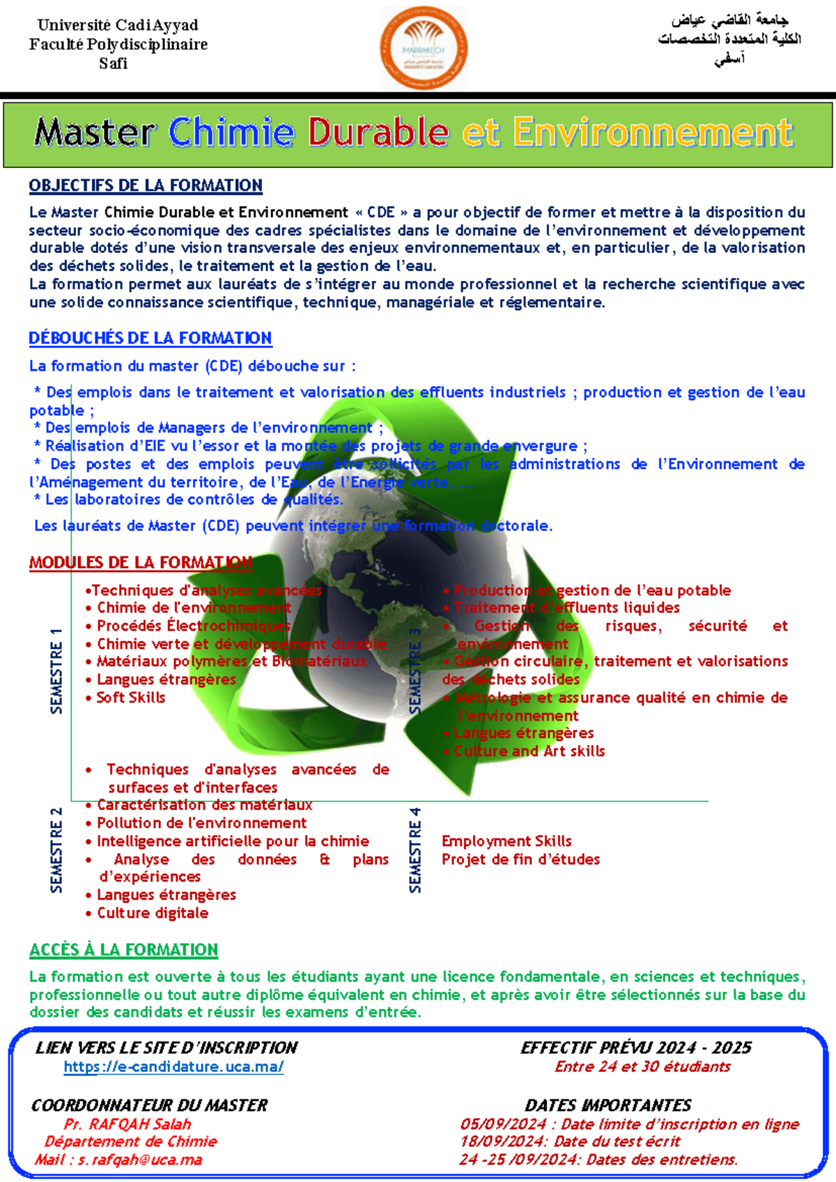 Fiche Technique Master CDE: Chimie Durable et Environnement - Studocu