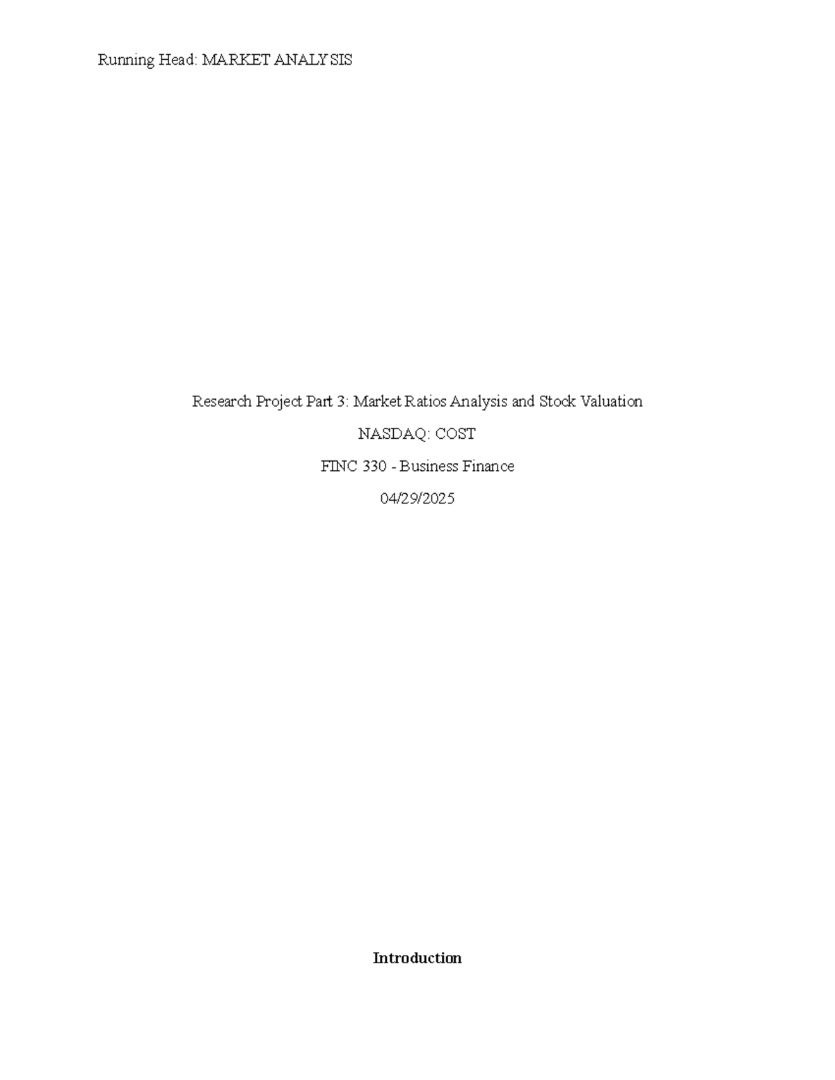 Market Ratio Analysis & Stock Valuation of Costco (NASDAQ: COST) - FINC ...