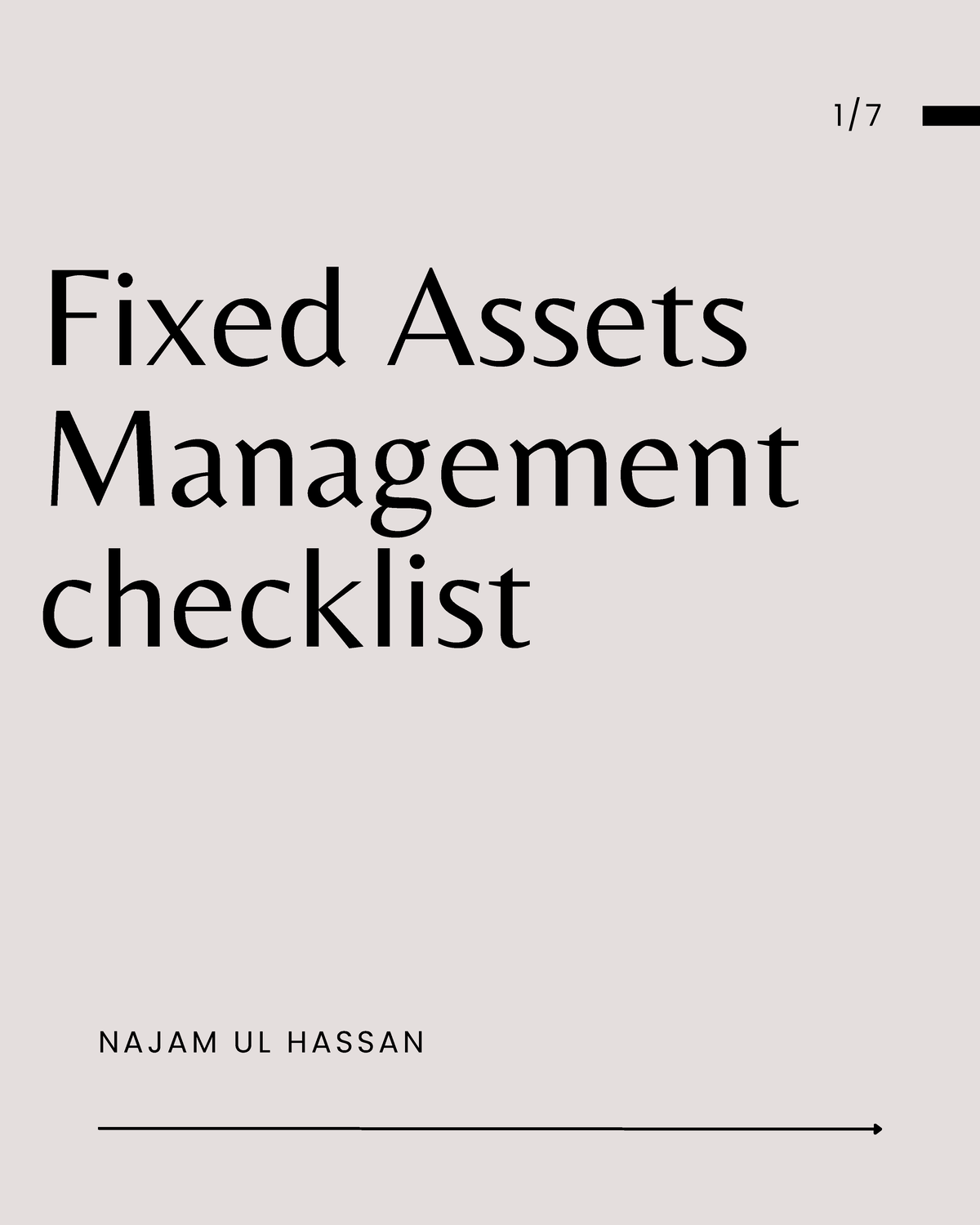 Fixed Assets Management Checklist for Finance - NAJAM UL HASSAN - Studocu