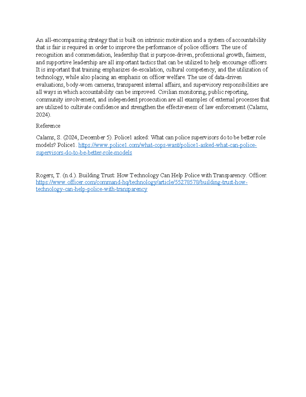 Improving Police Performance: Strategies for Accountability and ...
