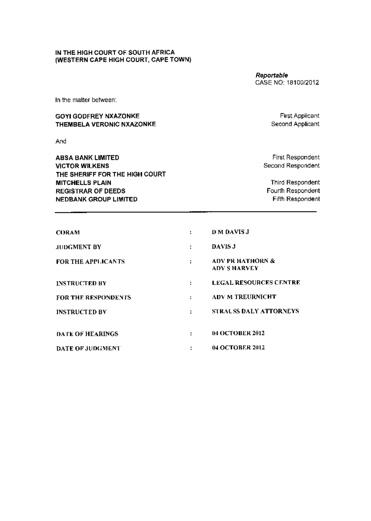 Nxazonke v Absa: High Court Judgment on Interim Interdict Application ...
