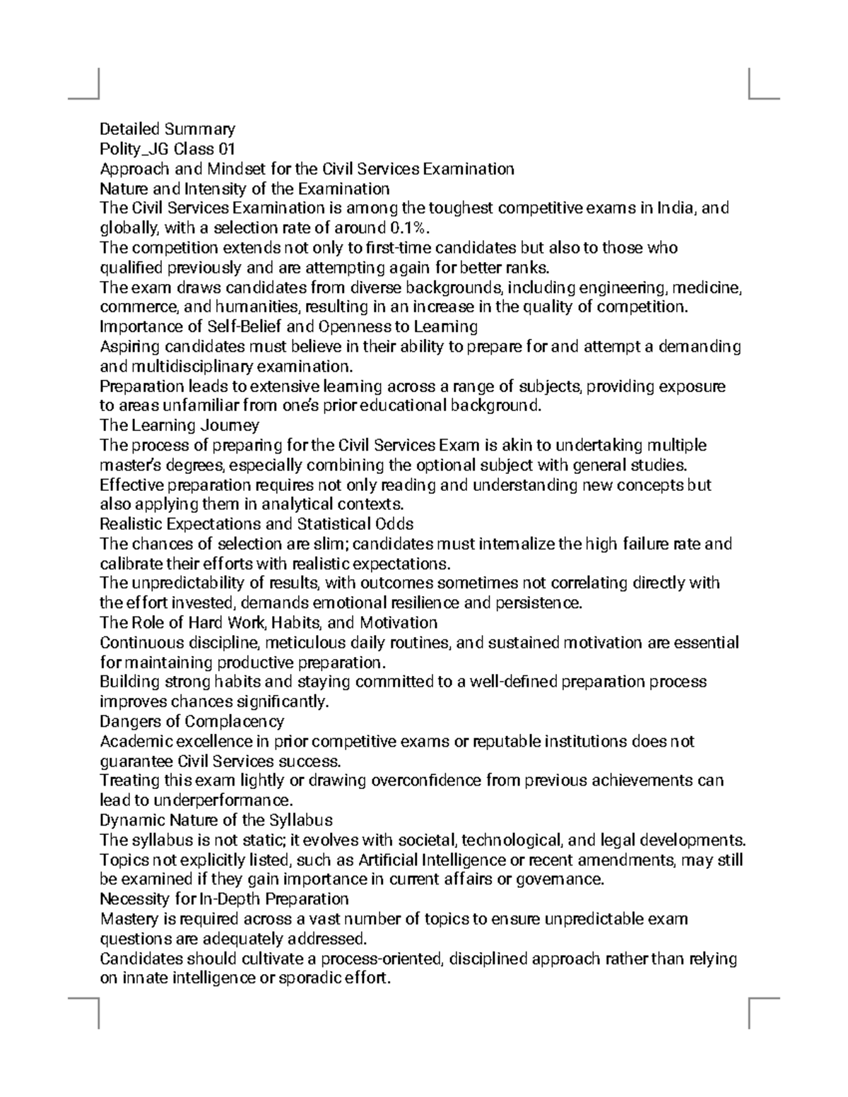 Polity_JG Class 01: Approach & Mindset for Civil Services Exam - Studocu