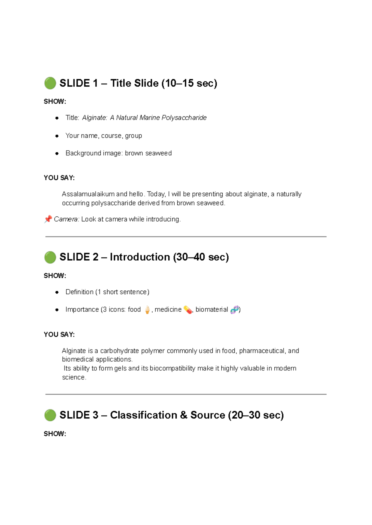CHM557 Assignment: Exploring Alginate - A Versatile Marine ...