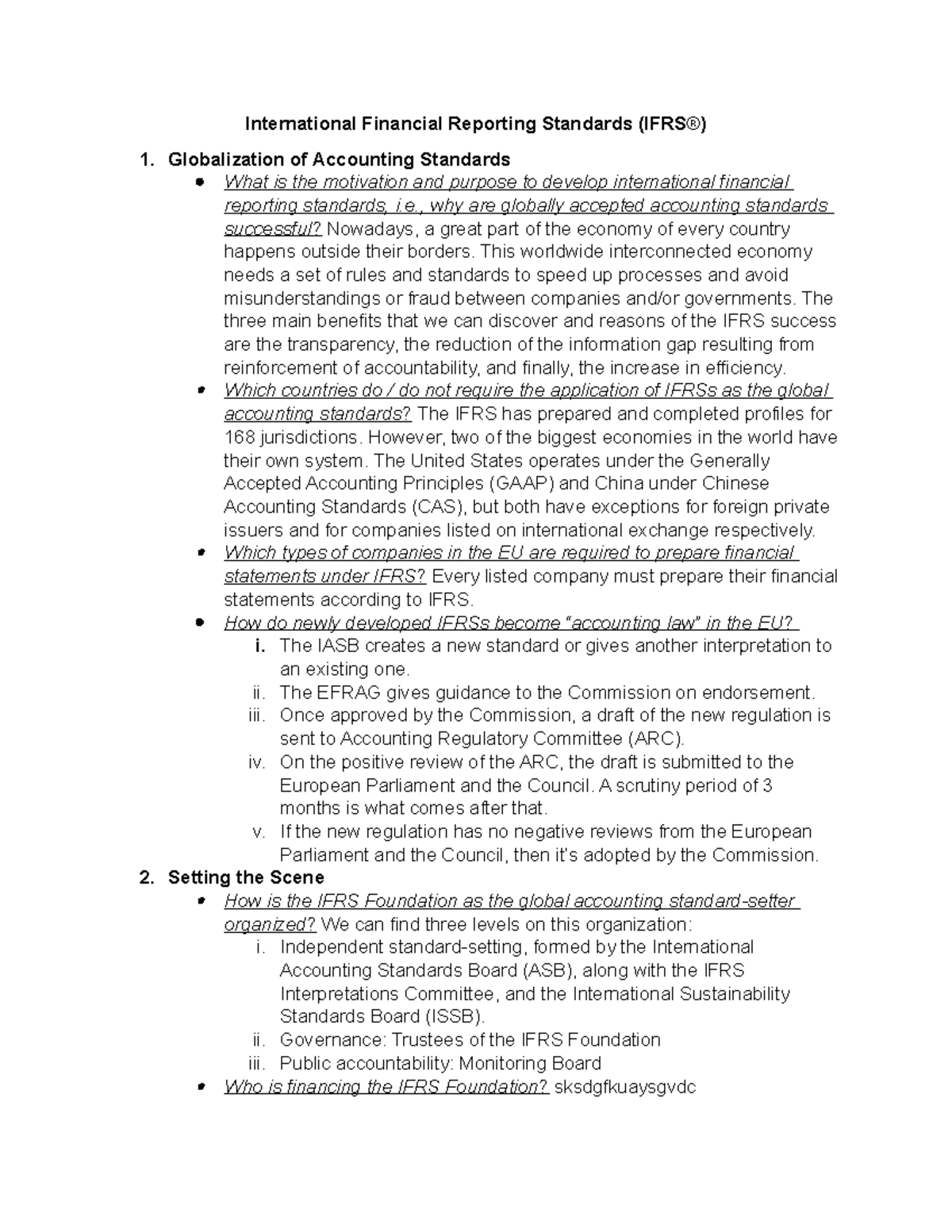 International Financial Reporting Standards (IFRS) Overview and Impact ...