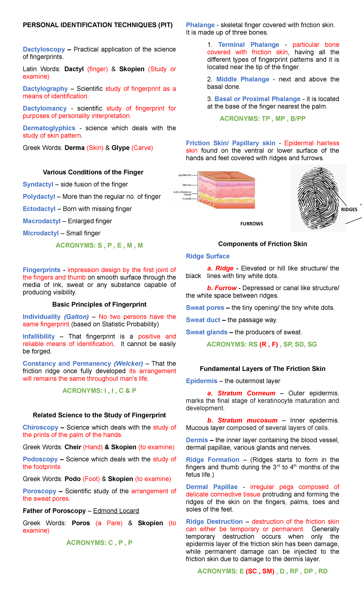 PIT Techniques in Fingerprint Identification - BS Crim Study Guide ...