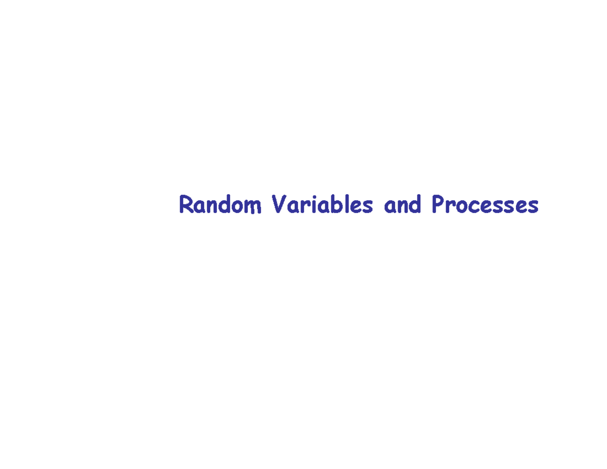 Random Variables - SNS Chapter 3 Comprehensive Study Notes - Studocu