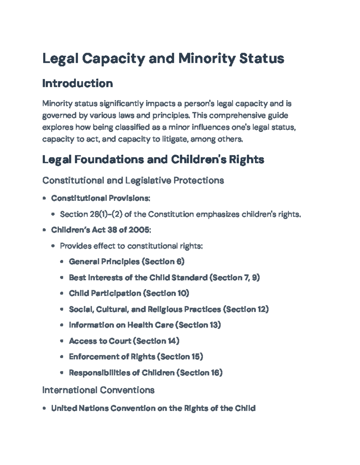 Legal Capacity & Minority Status: Rights, Protections, and Limitations ...