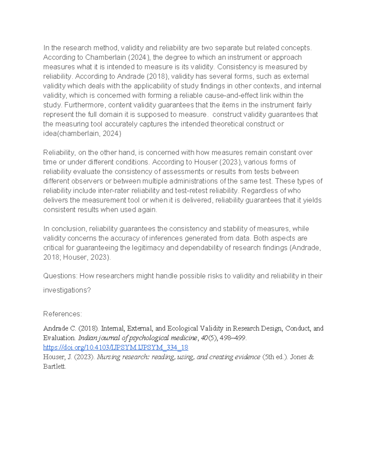 Week 5 Discussion: Understanding Validity and Reliability in NR-449 ...