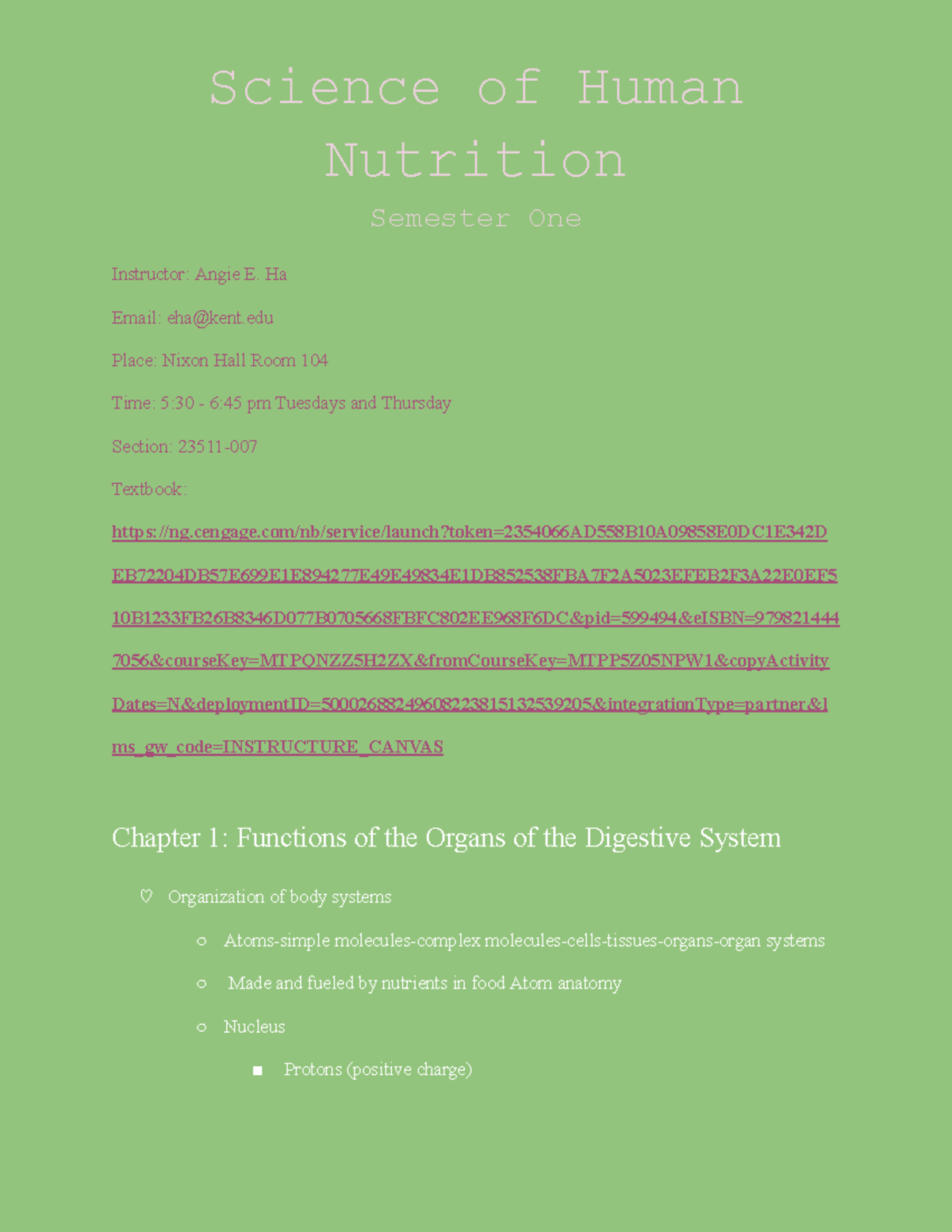 Science of Human Nutrition - Semester One: Key Concepts Overview - Studocu
