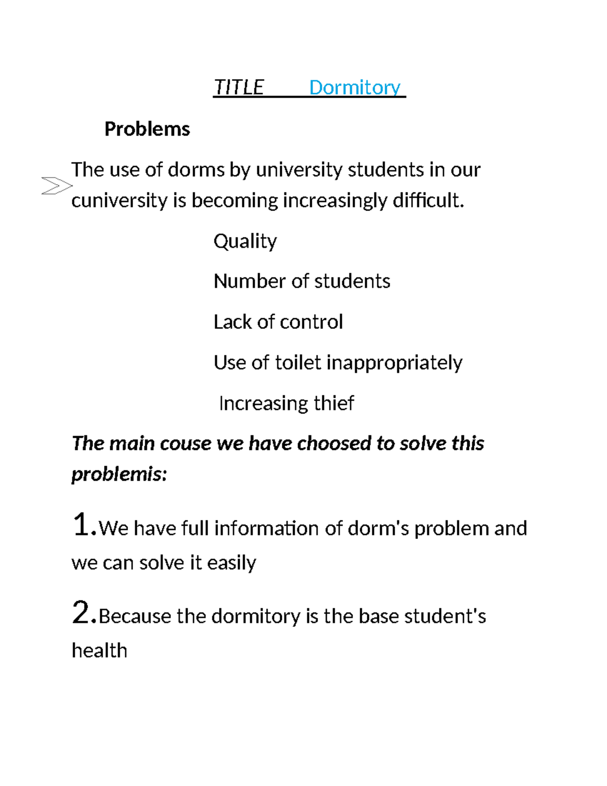 Document - yekkkkkki - Physics - TITLE 👉 Dormitory Problems The use of ...