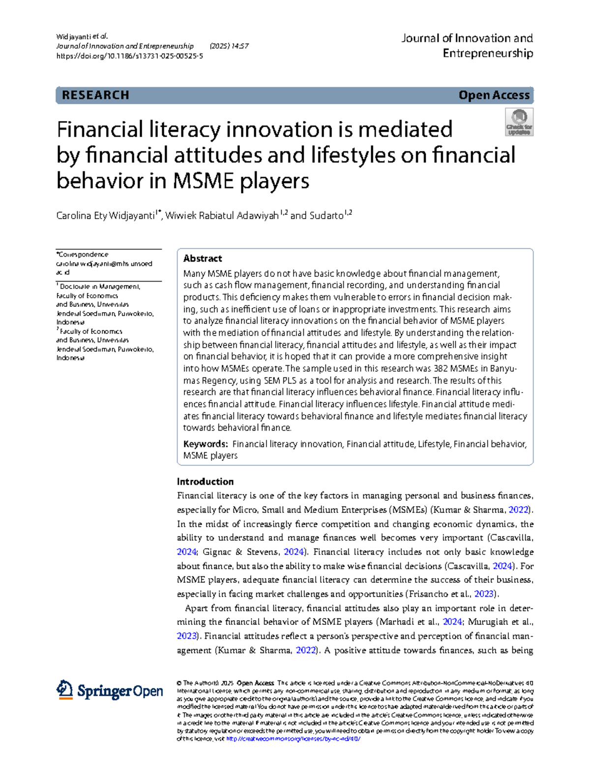 S13731 Financial Literacy Innovation and Its Impact on MSME Behavior ...
