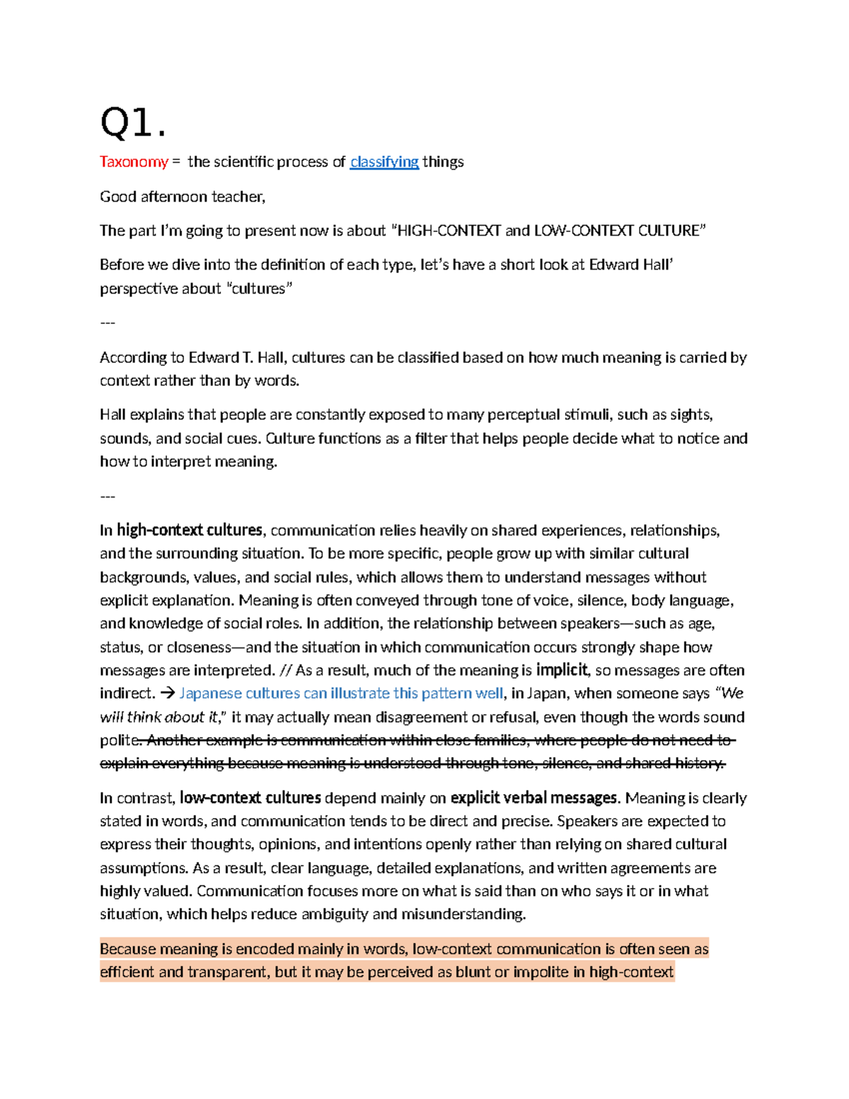 Chapter 5 - Presentation Questions on Taxonomy and Culture - Studocu