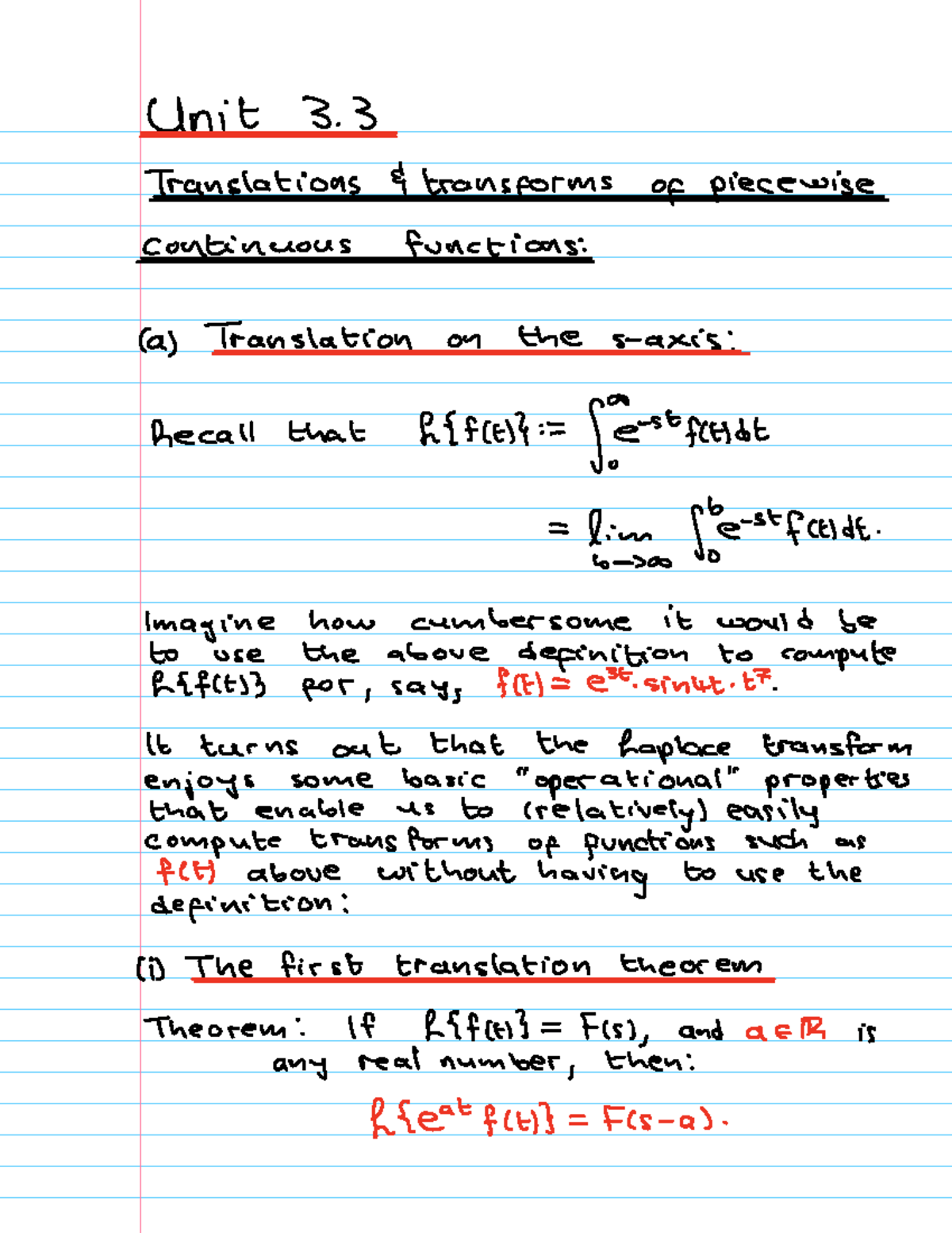 Unit 3.3 Lecture 1 - Transformations and Laplace Transforms - Studocu