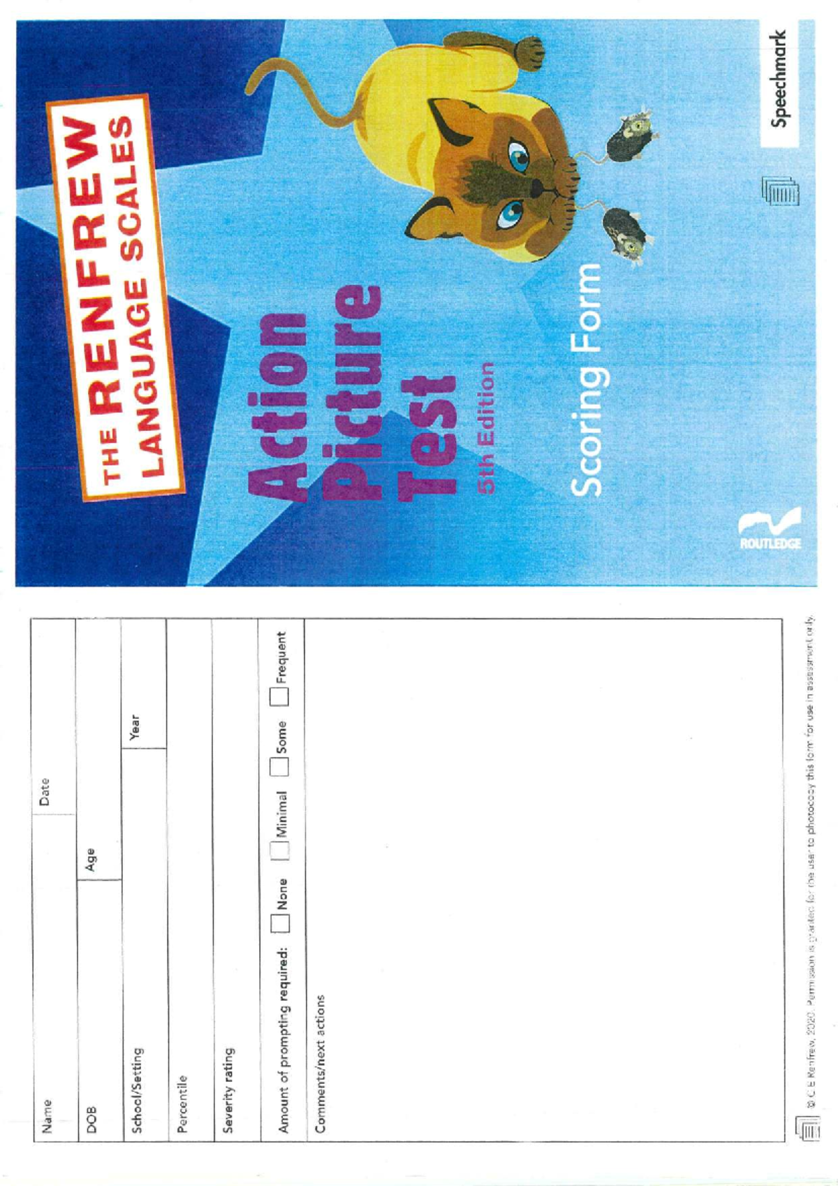 RAPT Form 1-1: Renfrew Language Scales Scoring Guide - Studocu