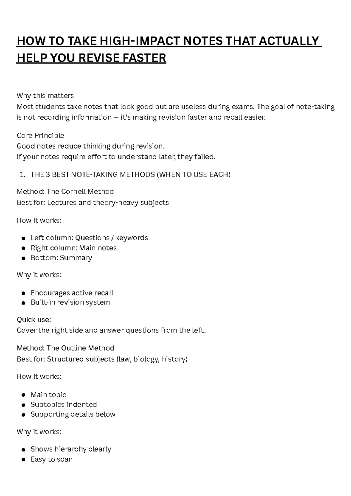 HOW TO TAKE HIGH-Impact NOTES FOR FASTER REVISION - Studocu