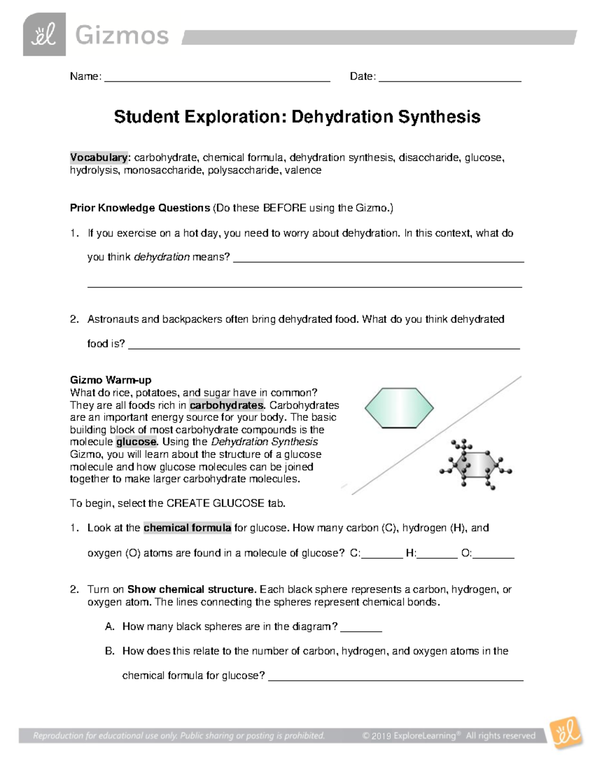 Dehydration Synthesis Exploration - SE Activity Guide - Studocu