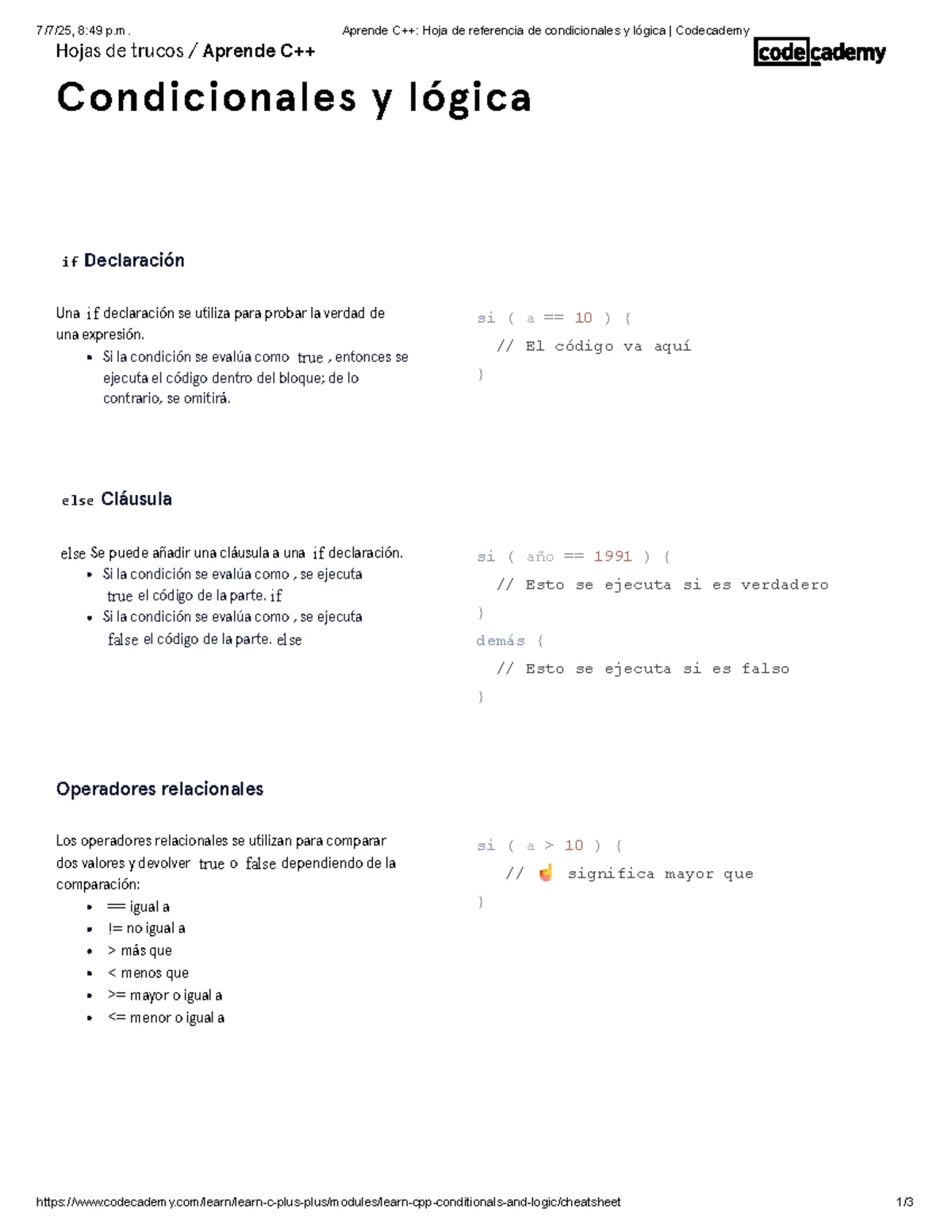Learn C++ Classes & Objects Cheatsheet (Codecademy) - Studocu