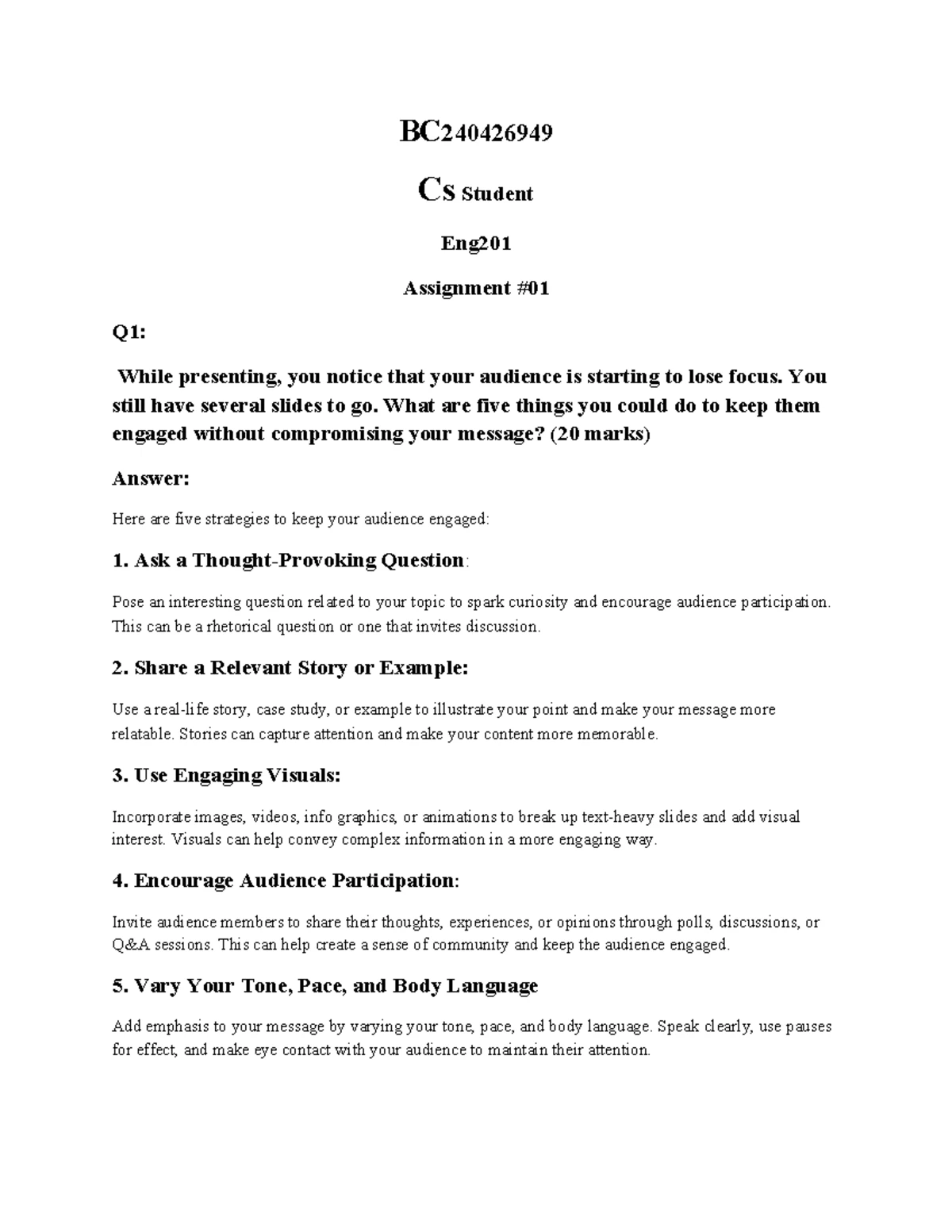 Spring 2025 CS201 2 BC240426949 - Introduction to programming /c++ ...