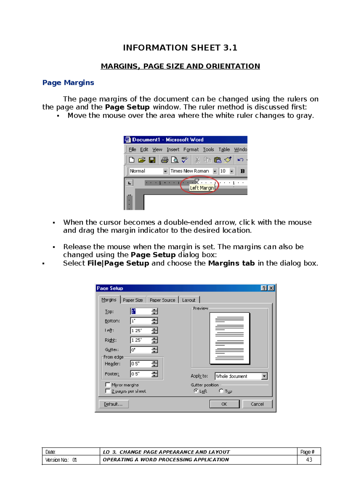 LO 3: Changing Page Appearance & Layout in Word Processing - Studocu
