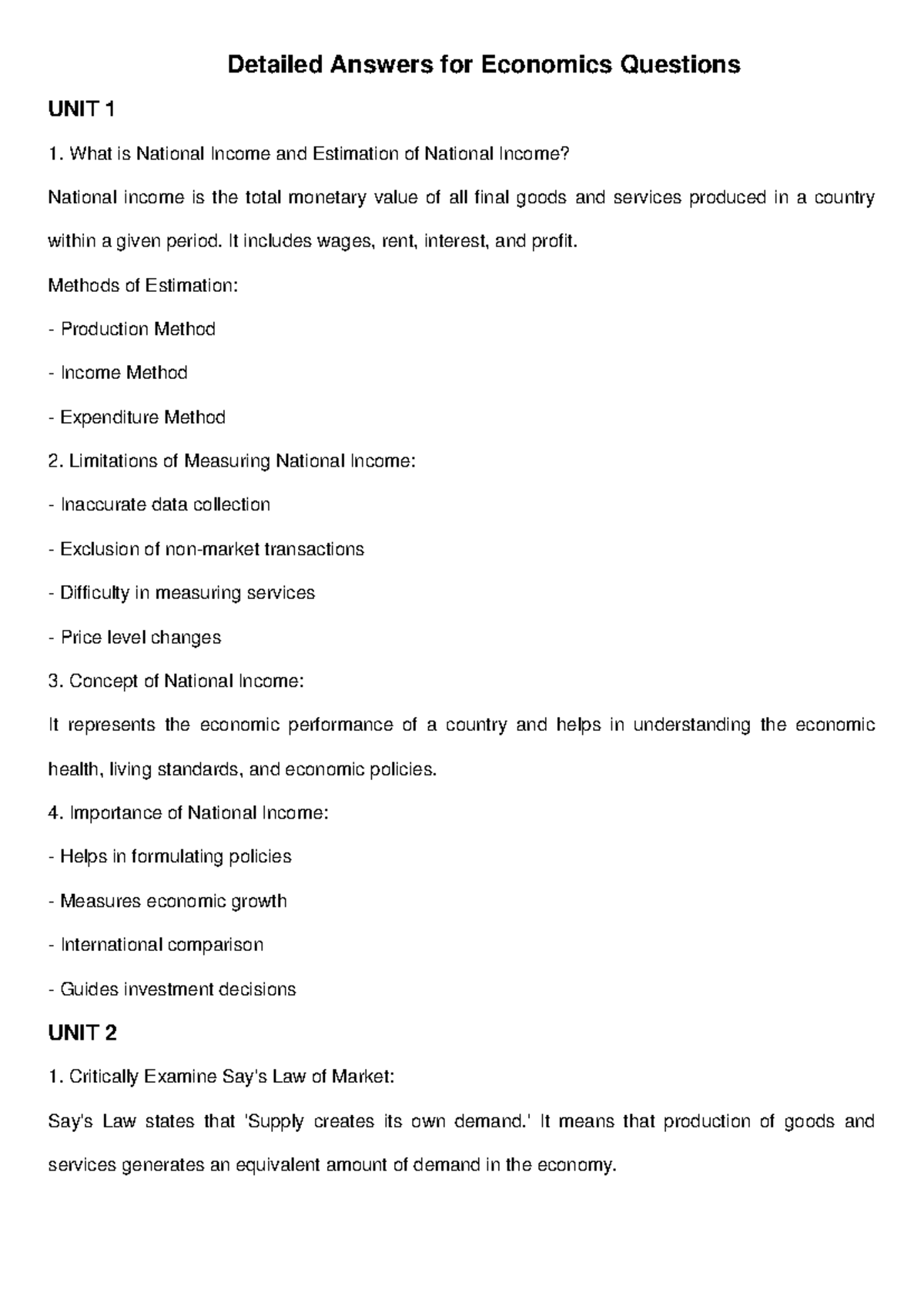 Economics Answers-1 - All the best - Detailed Answers for Economics ...