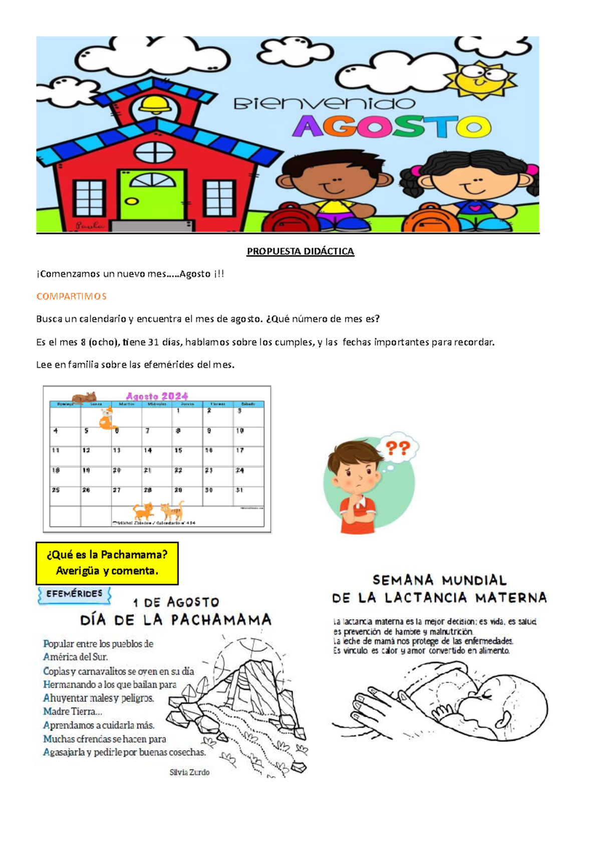 PROPUESTA DIDÁCTICA: Planificación de Agosto para 1er Grado - Document Preview