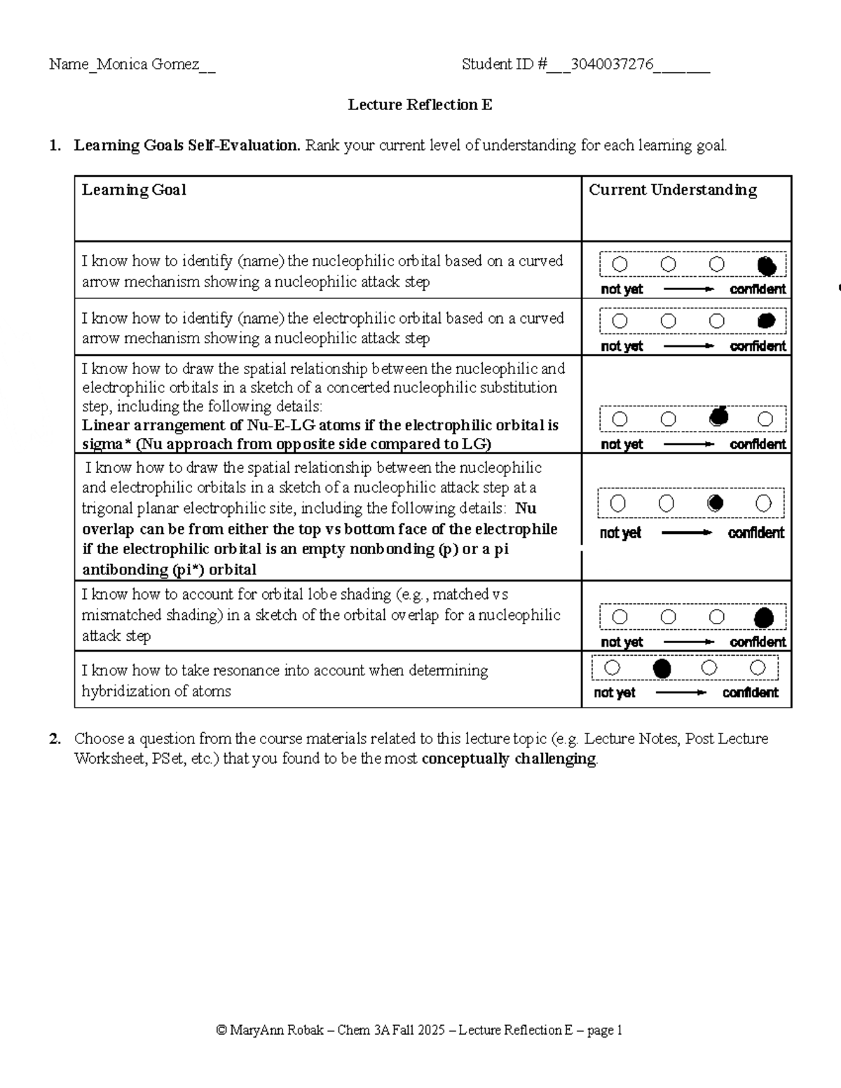 Chem 3A Fall 2025 Lecture Reflection E: Nucleophilic Mechanisms - Studocu