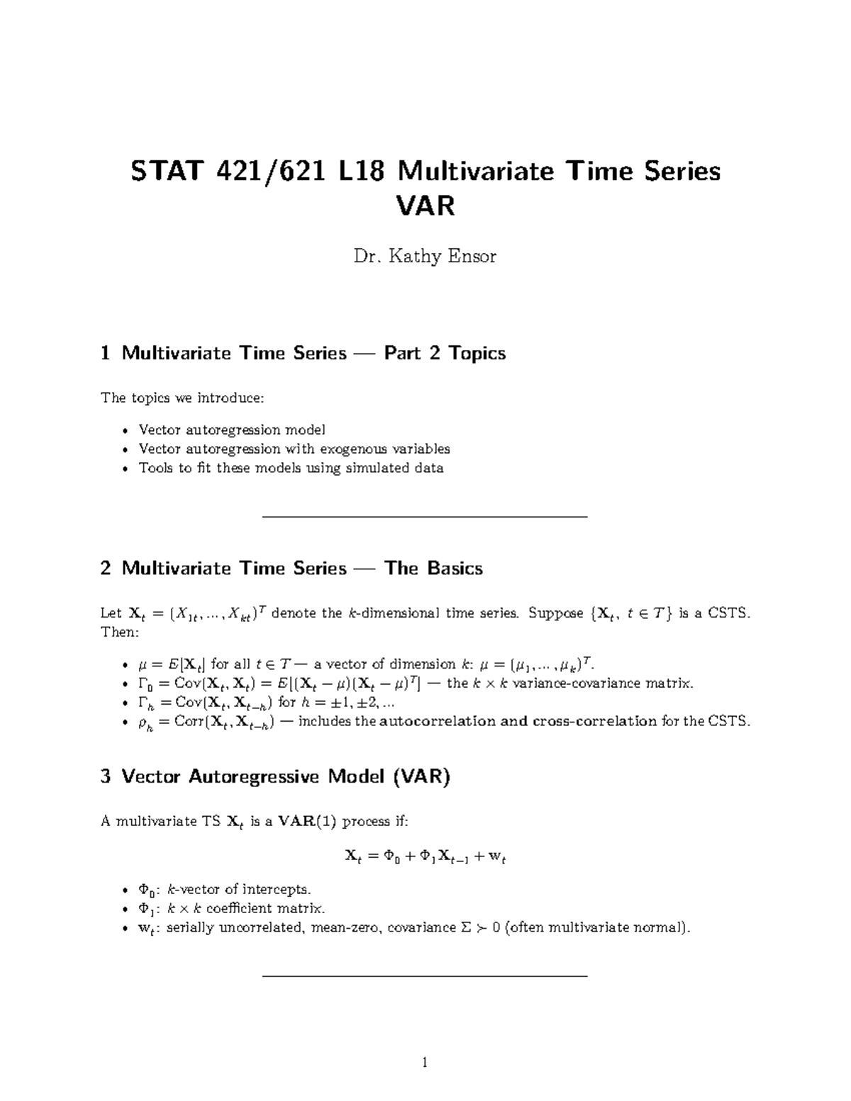 STAT 421/621 L18 Multivariate Time Series Lecture Notes - Studocu