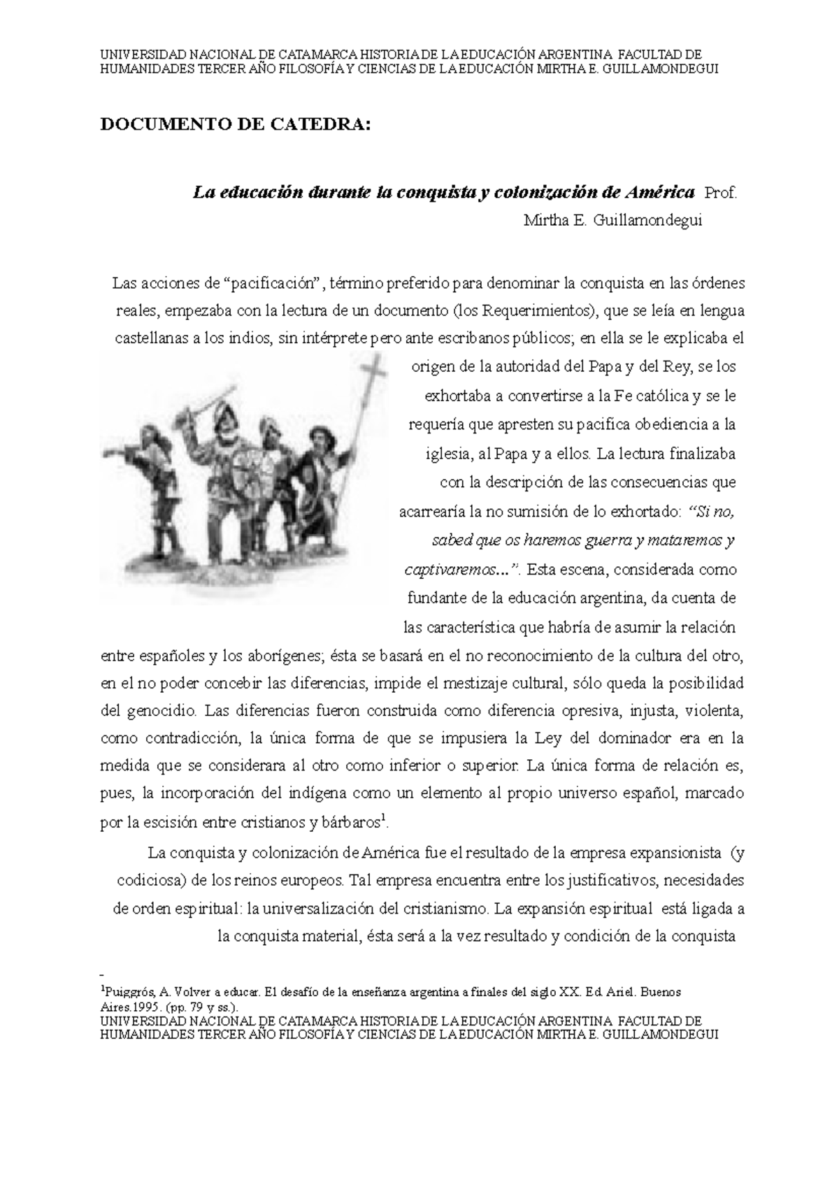 La Educación en la Conquista y Colonización de América - Cátedra 3er Año - Document Preview