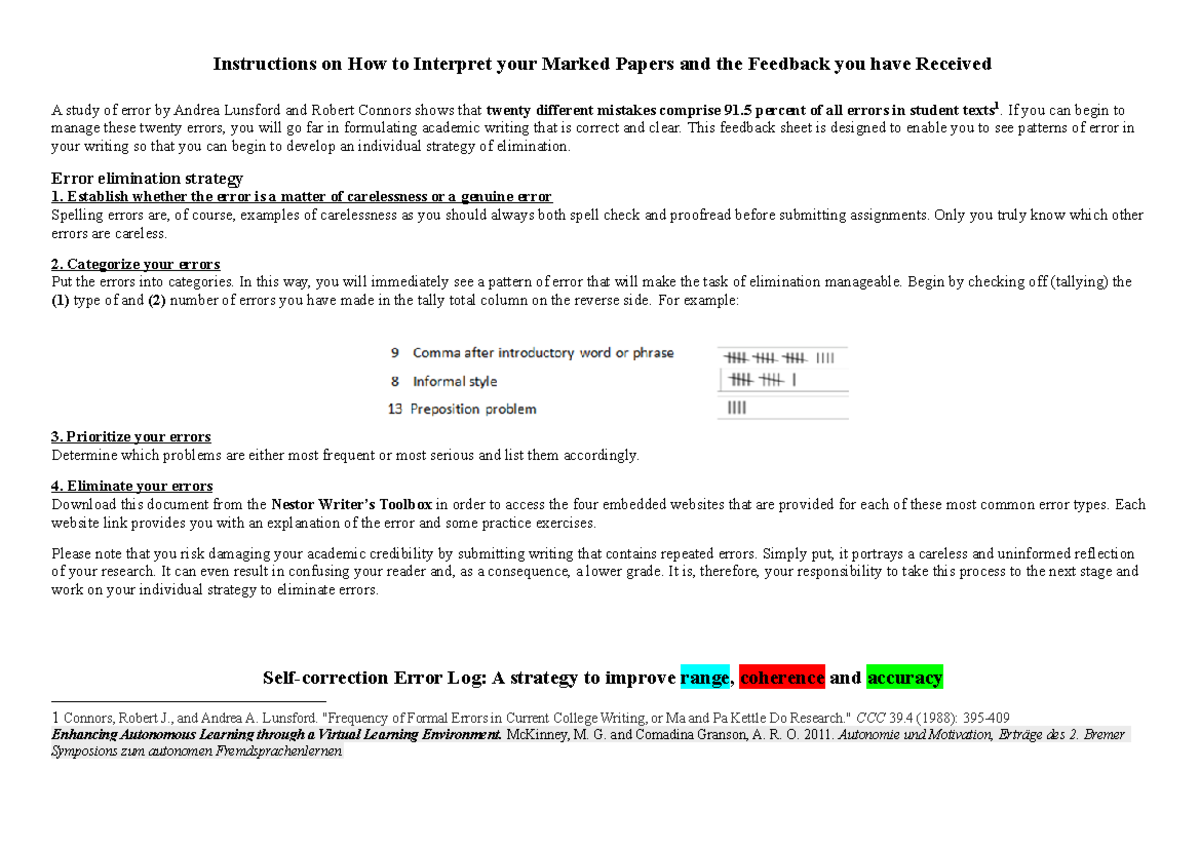Self-Correction Error Log: Strategies for Academic Writing Improvement ...