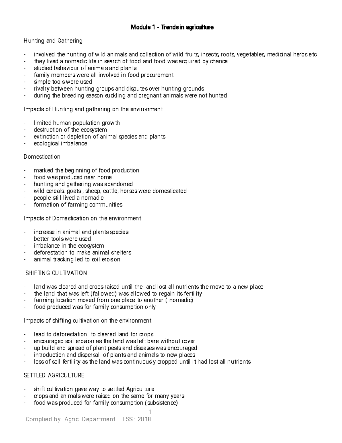 Agriculture Notes - 1 Module 1 - Trendsinagriculture ...