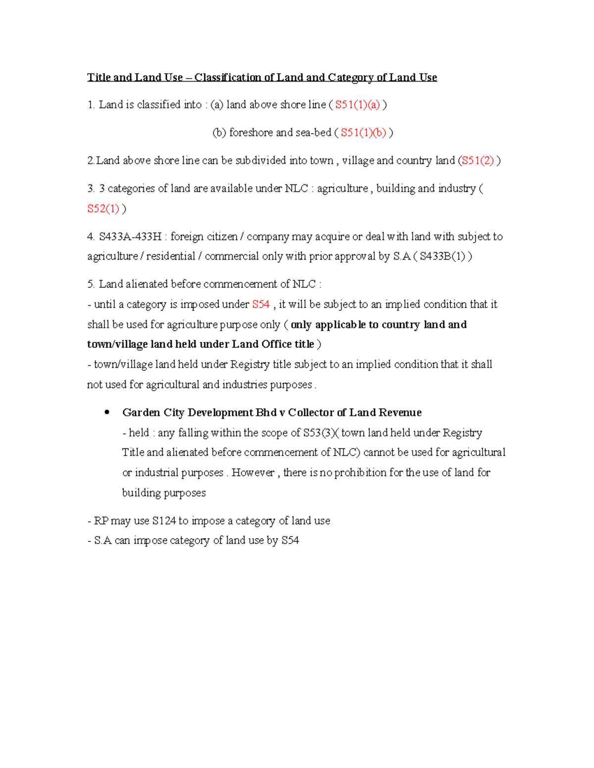 Title and Land Use 2 - Key Points Overview, Land Law I Summary - Studocu