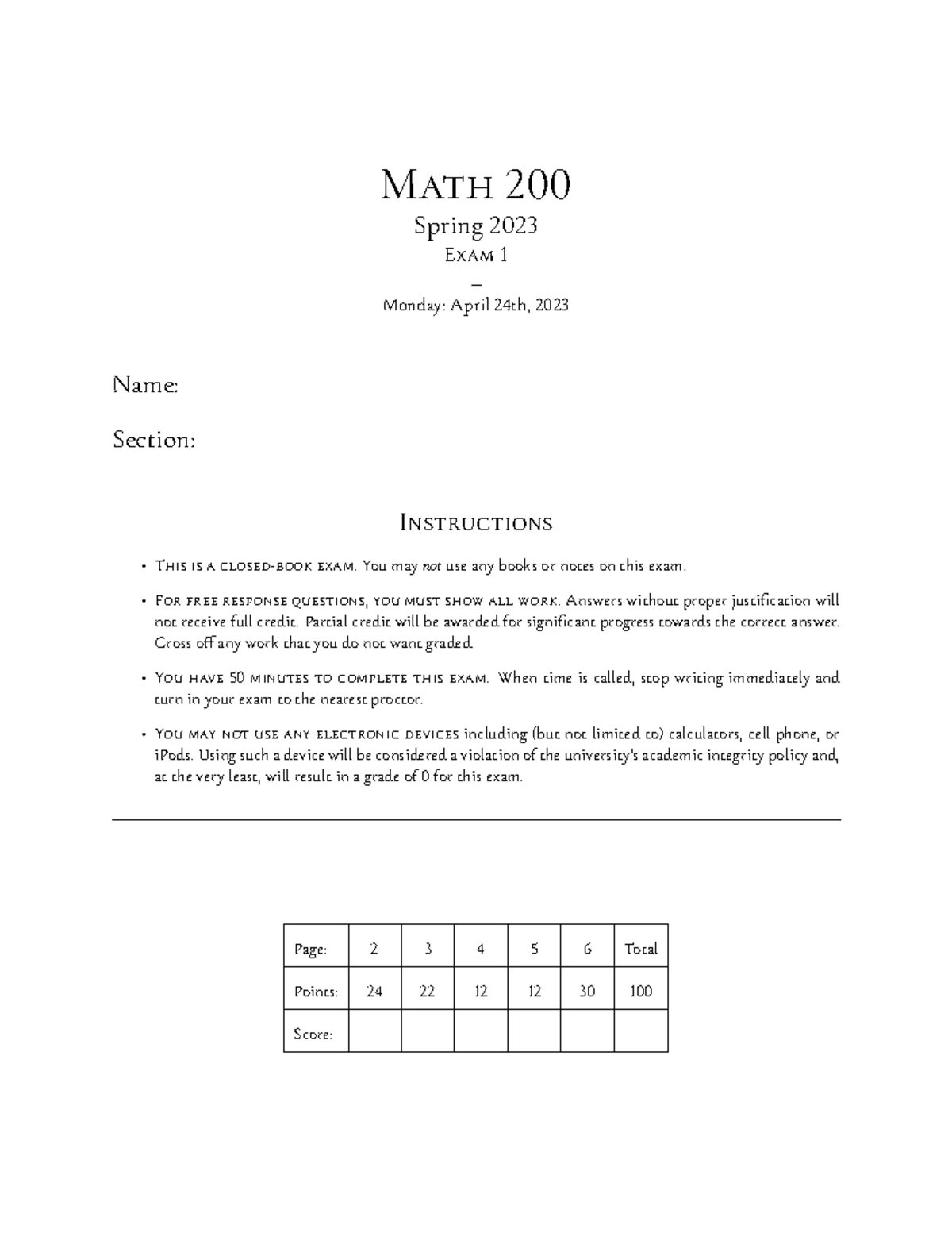 Math 200 Calculus IV Midterm Exam 1 - Winter 2025 - Studocu