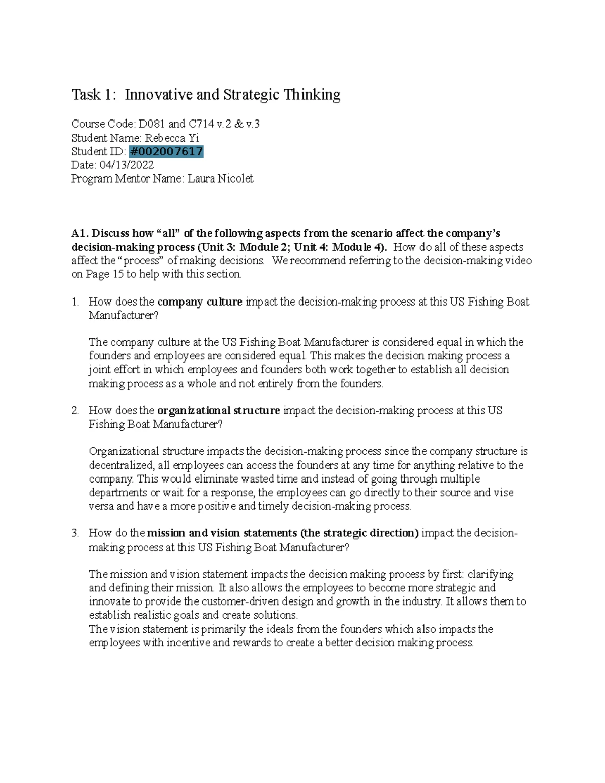 D354 - Task 1 Analysis: Strategies for Labor Shortage Solutions - Studocu
