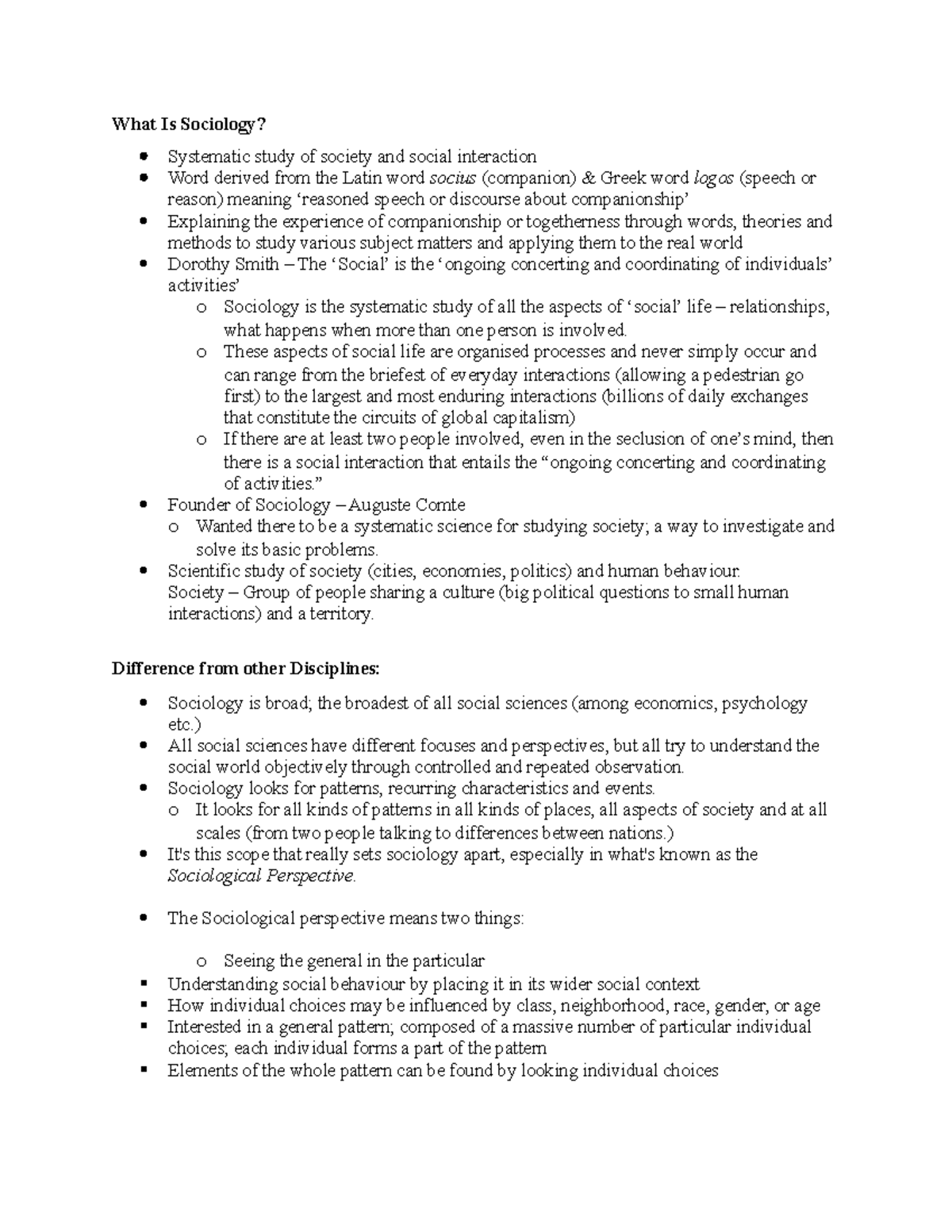 Module 1b - Sociological Perspectives and Key Concepts Lecture Notes ...