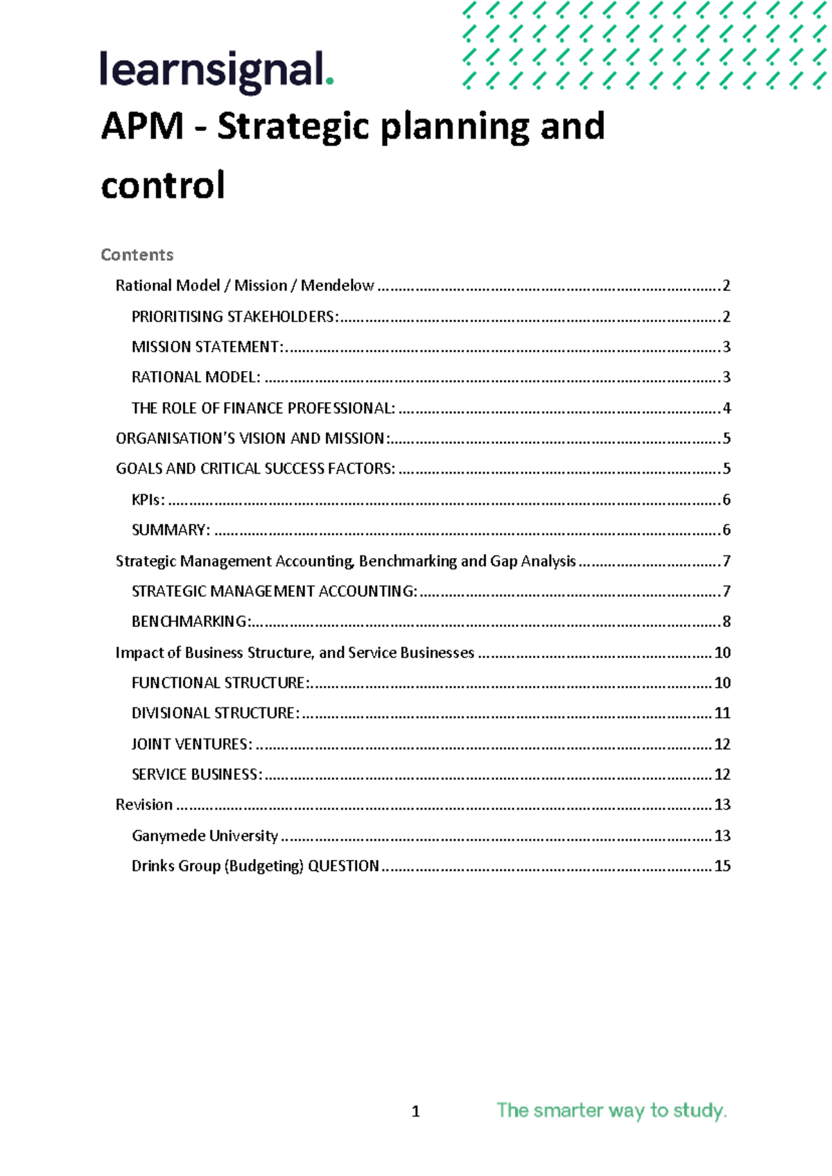 M1. Strategic Management Accounting: Key Concepts and Revision Notes ...