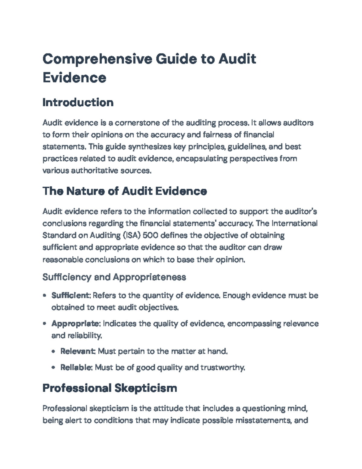 Comprehensive Guide to Audit Evidence: Principles and Techniques ...