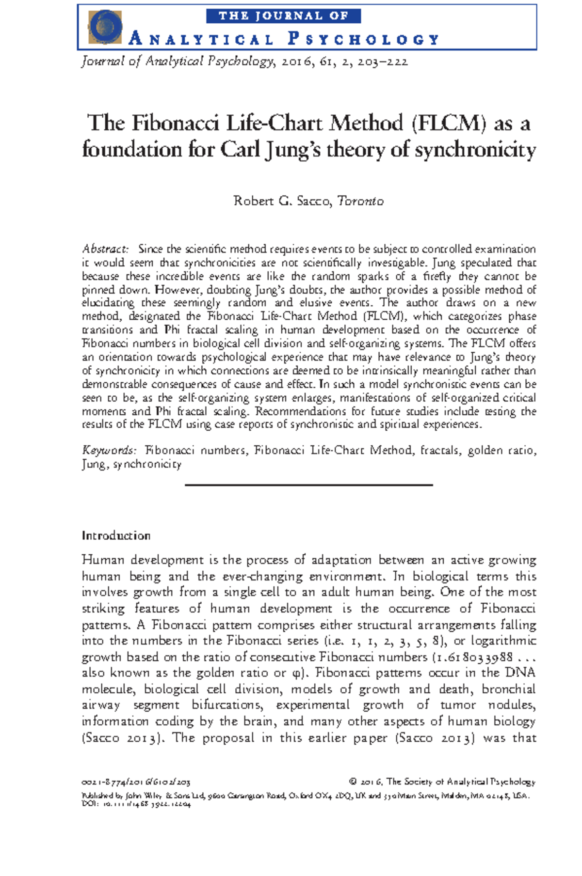 Exploring Carl Jung's Synchronicity Through Fibonacci Life-Chart Method ...