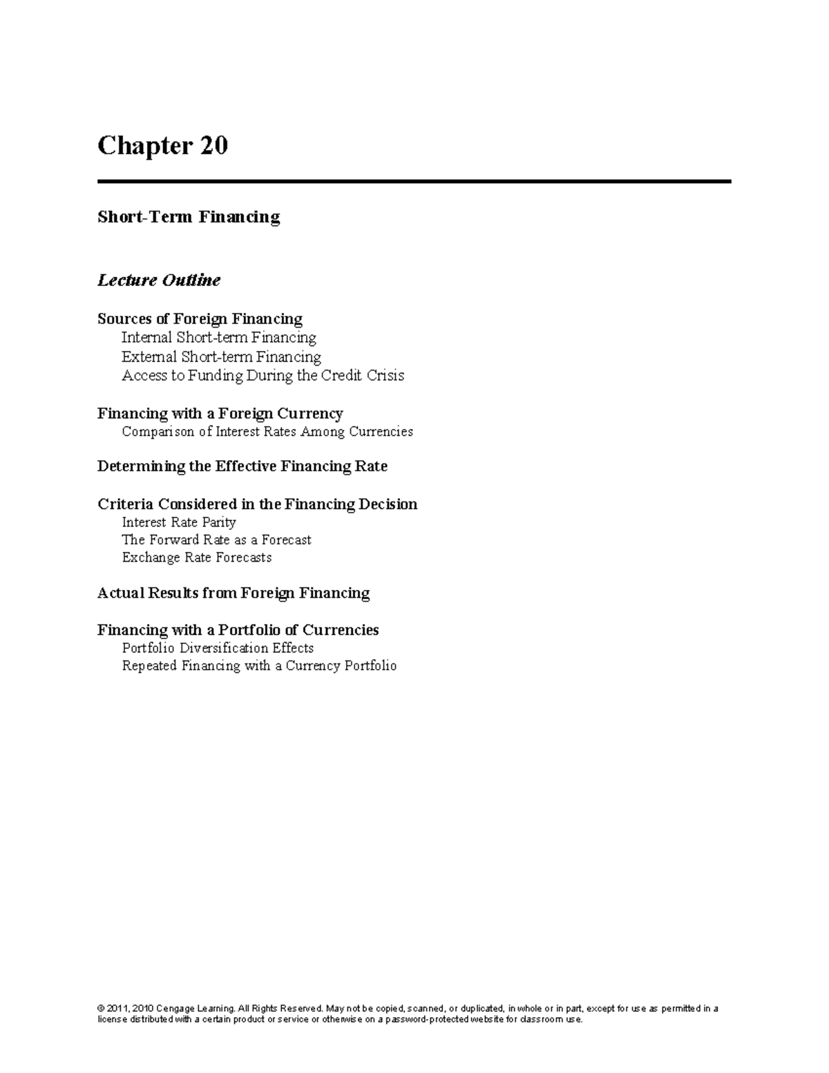 Chapter 20 Financing: Lecture Outline on Foreign Financing Strategies ...