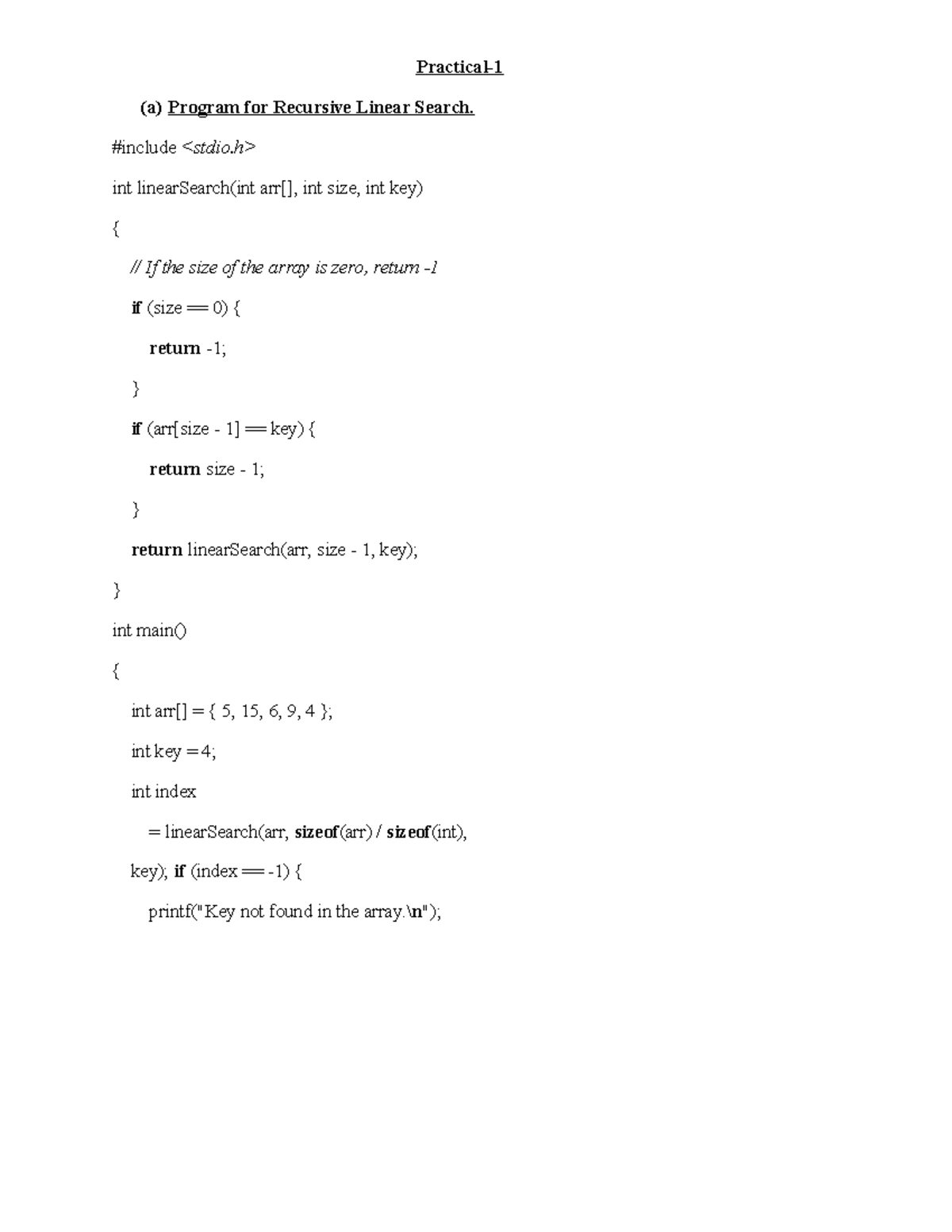 DAA Lab Practical (1 to 6) - Programs for Search and Sort Algorithms ...
