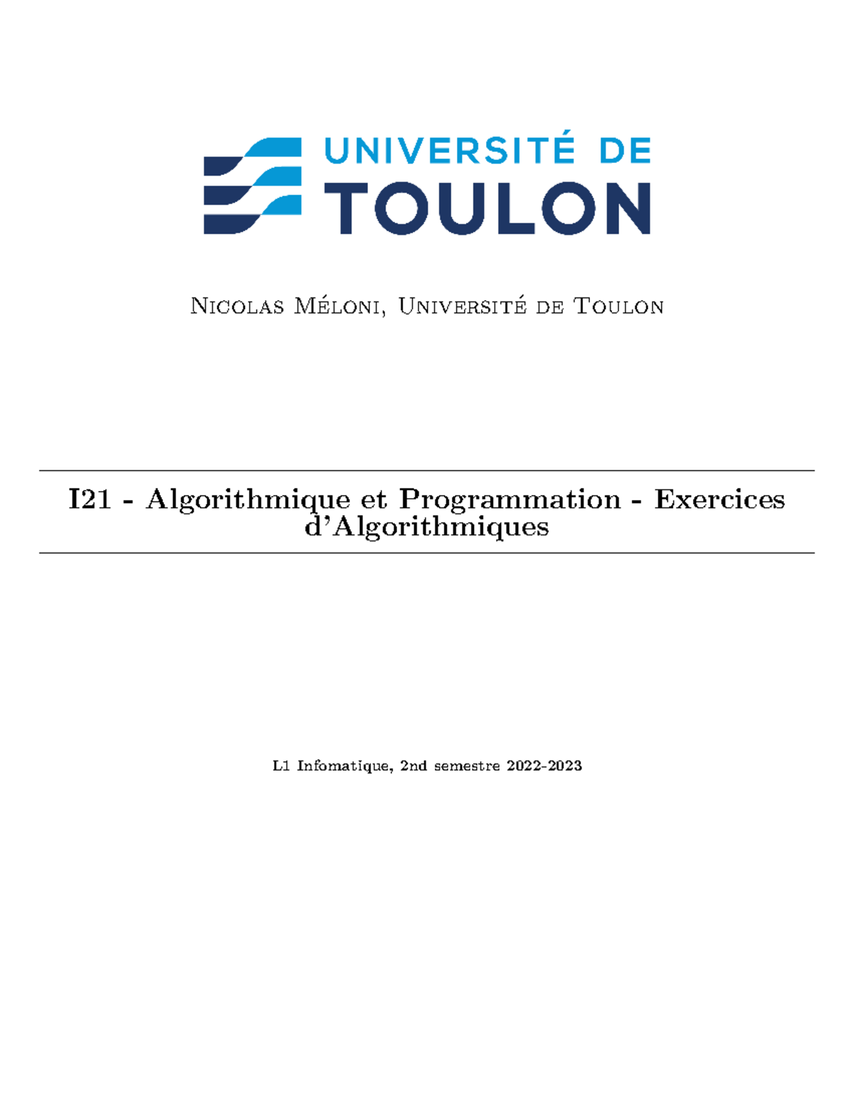 Algo-exercices I21 - Algorithmique et Programmation - Exercices - Studocu