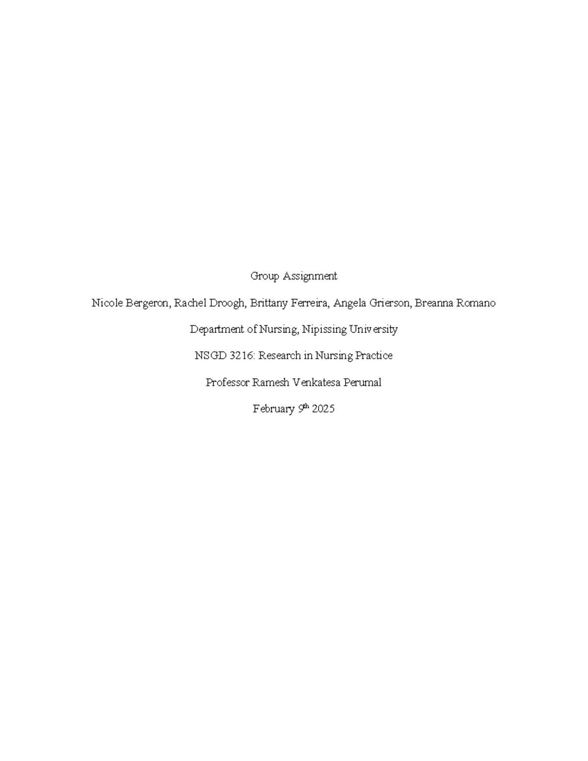 NSGD 3216: Clinical Scenario Research Group Assignment - Studocu