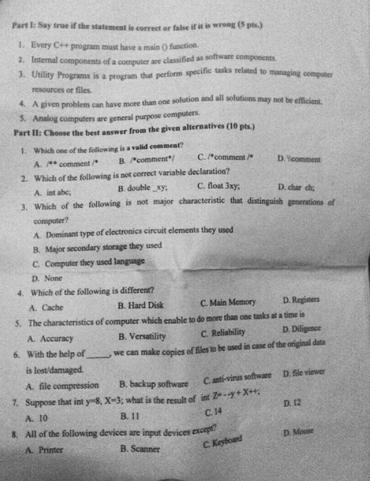 C++ Mid Exam Study Guide @ Wolkite University - Studocu