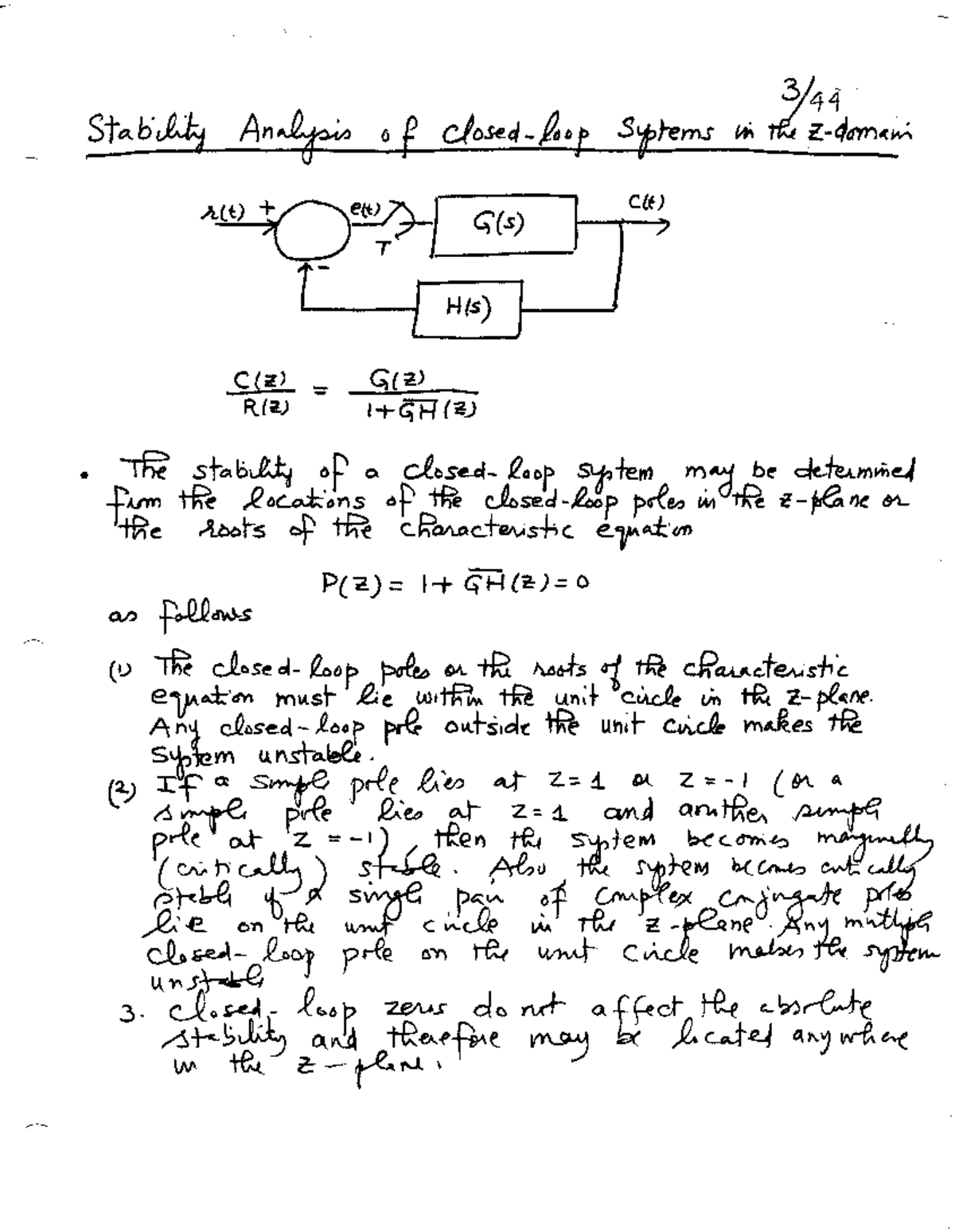 Stability Analysis Notes for Control Systems - ENG 3154 - Studocu