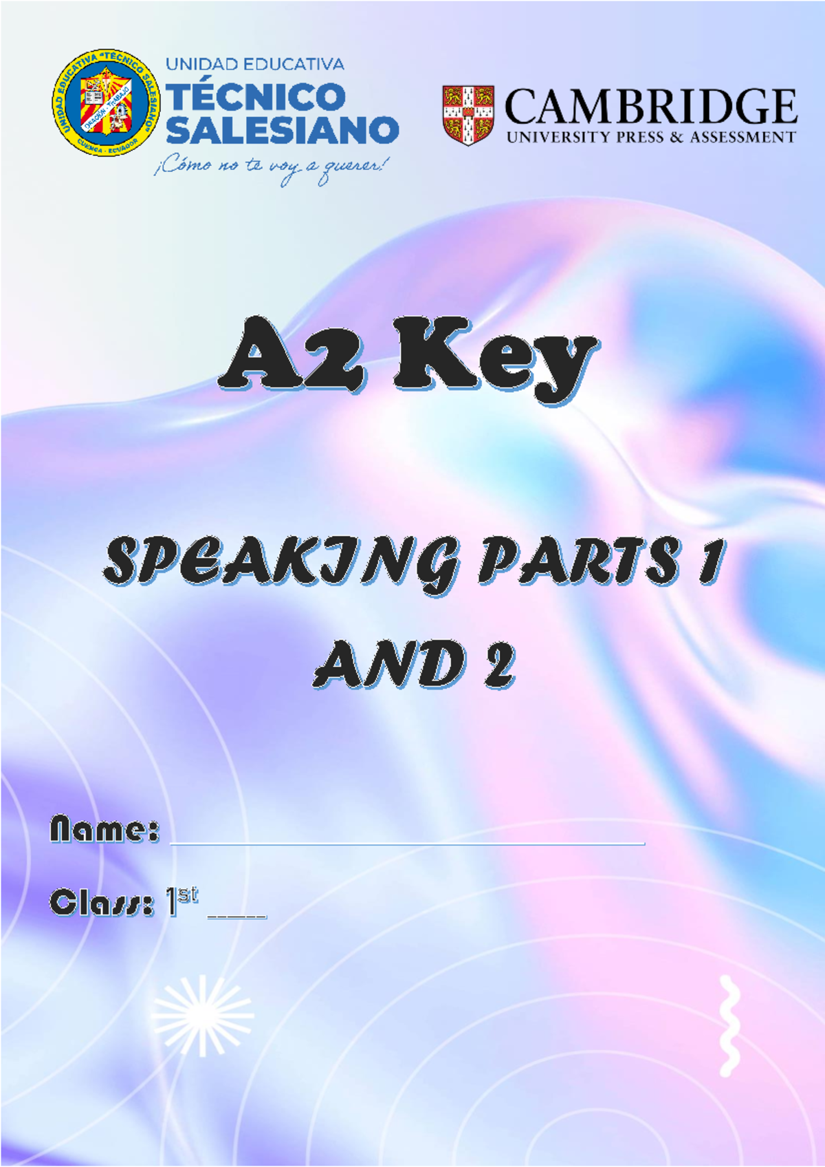 A2 Key Speaking Exam Preparation: Part 1 & 2 Practice - Studocu