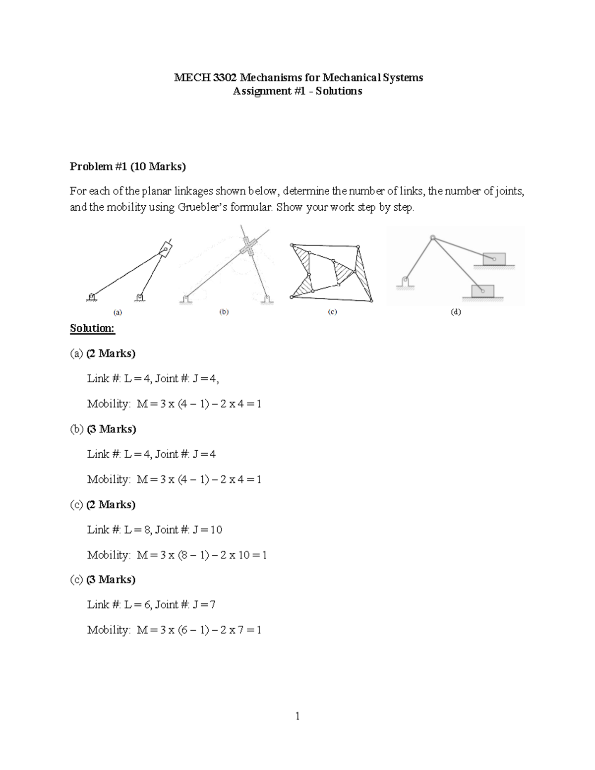 MECH 3302 W26 Assignment #1 - Mechanisms Solutions - Studocu