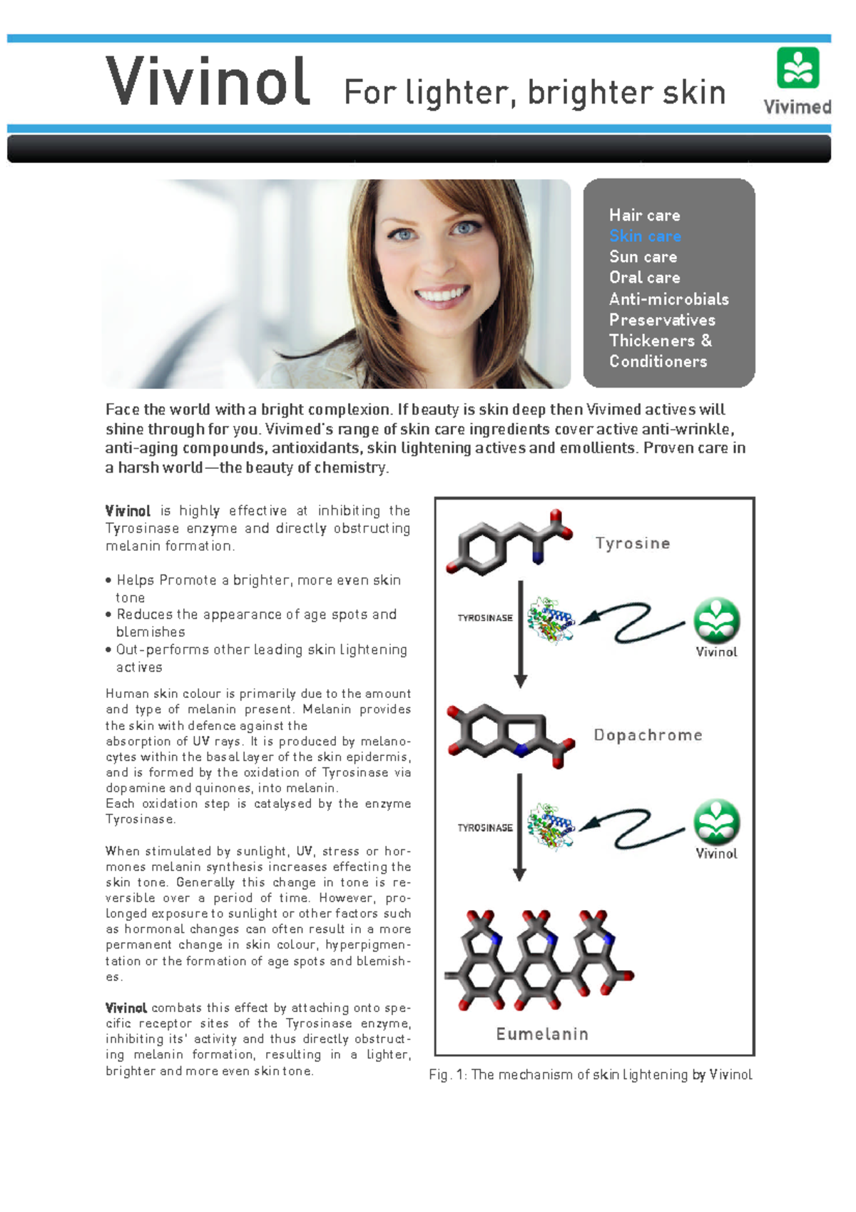 Vivinol skincare - data sheet - Vivinol For lighter, brighter skin Hair ...