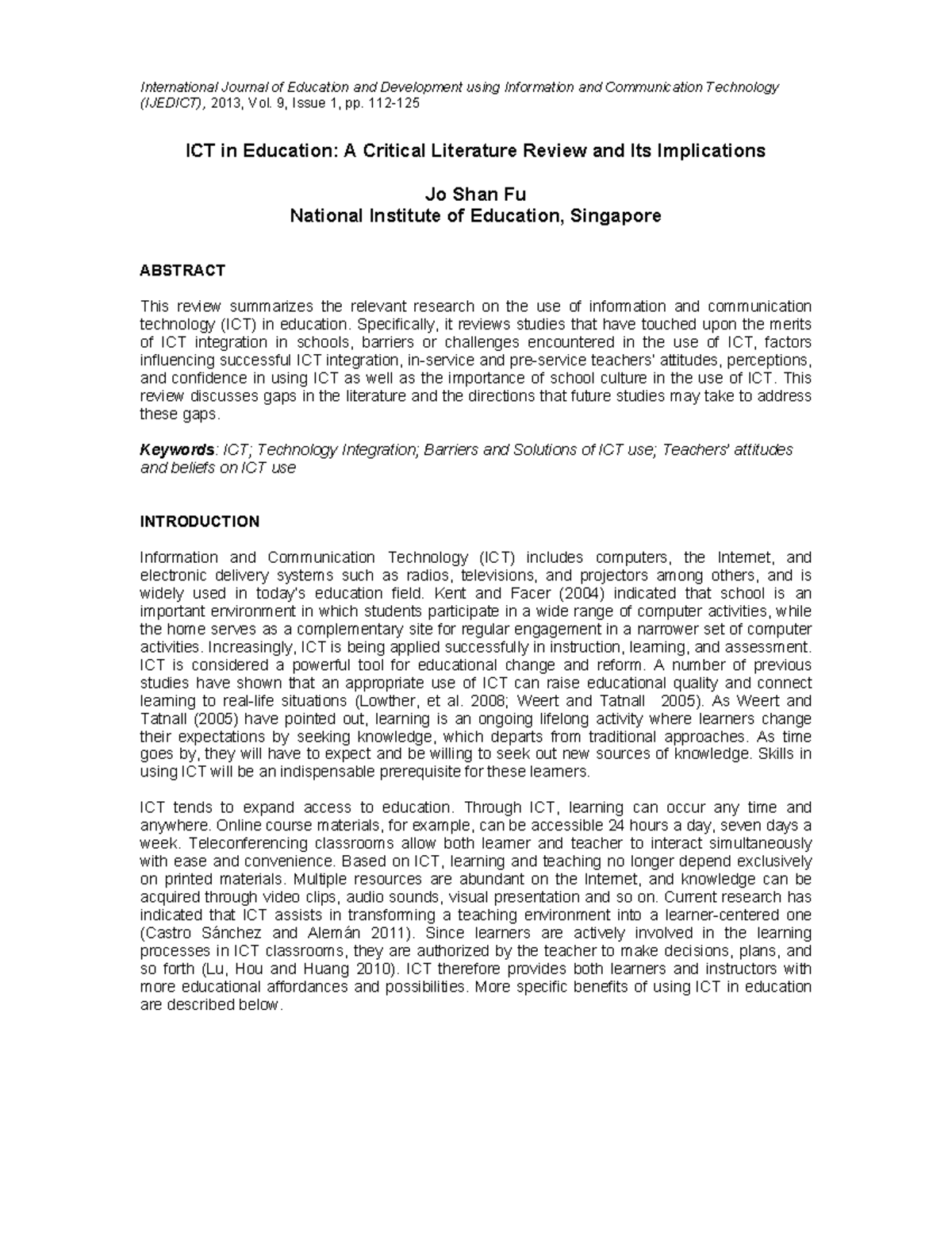 ICT in Education - A Critical Literature Review and Its Implications ...