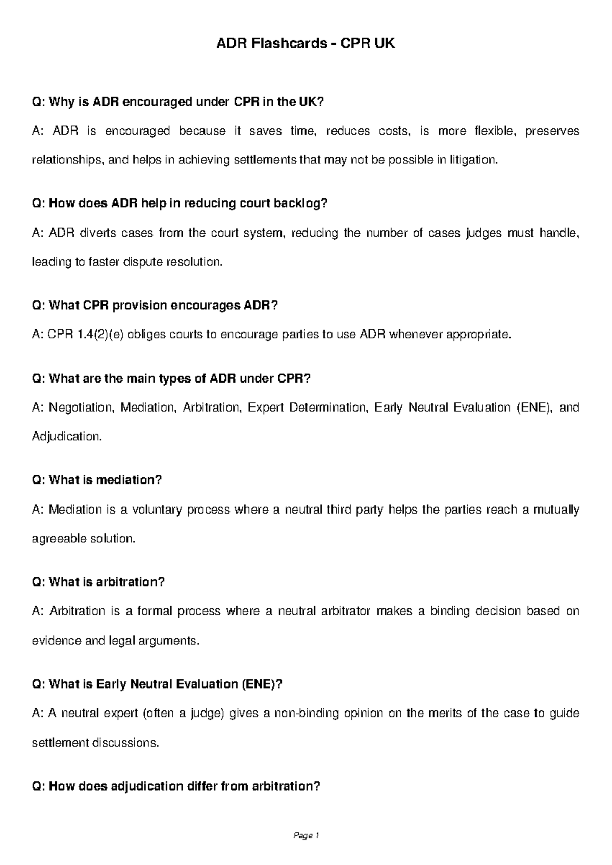 ADR Flashcards CPR UK - Feel free to refer it as revision - ADR ...