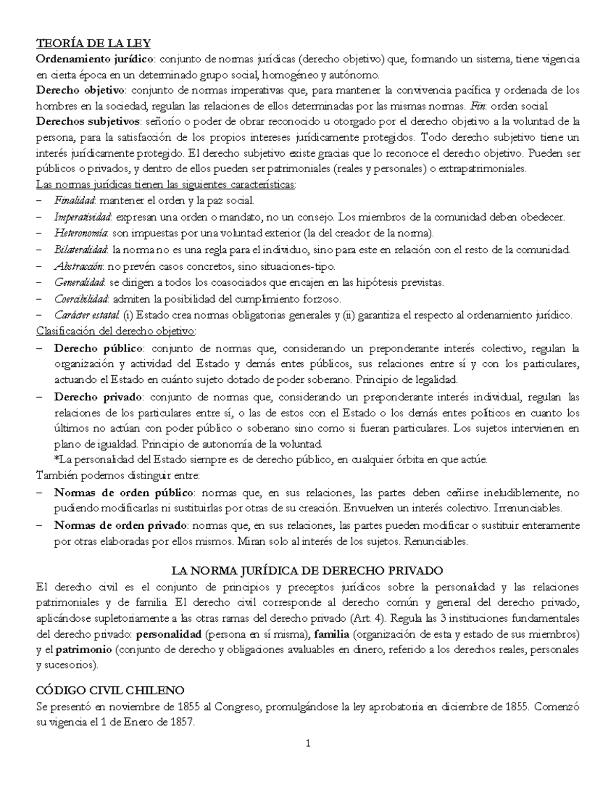 Resumen de la Teoría de la Ley - Derecho Objetivo y Subjetivo - Studocu