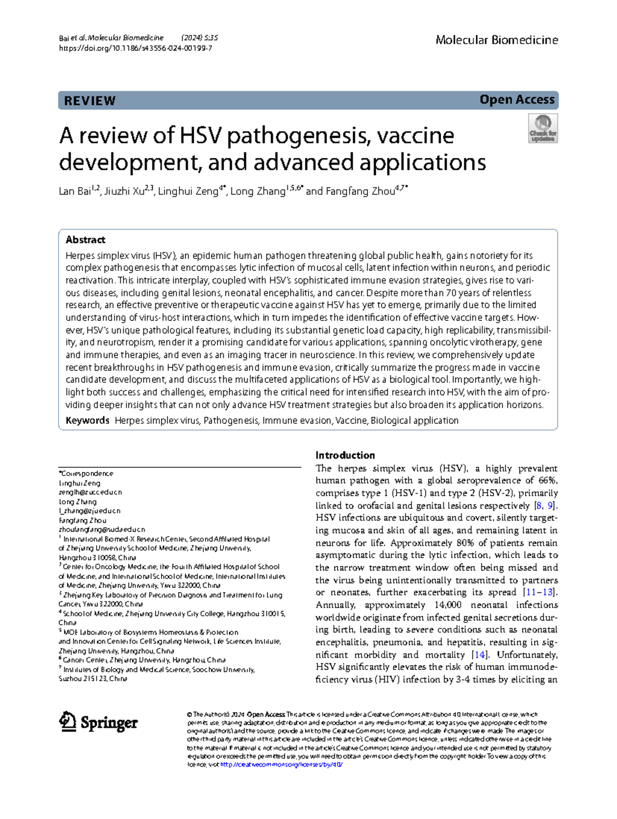 A Comprehensive Review of HSV Pathogenesis and Vaccine Development ...